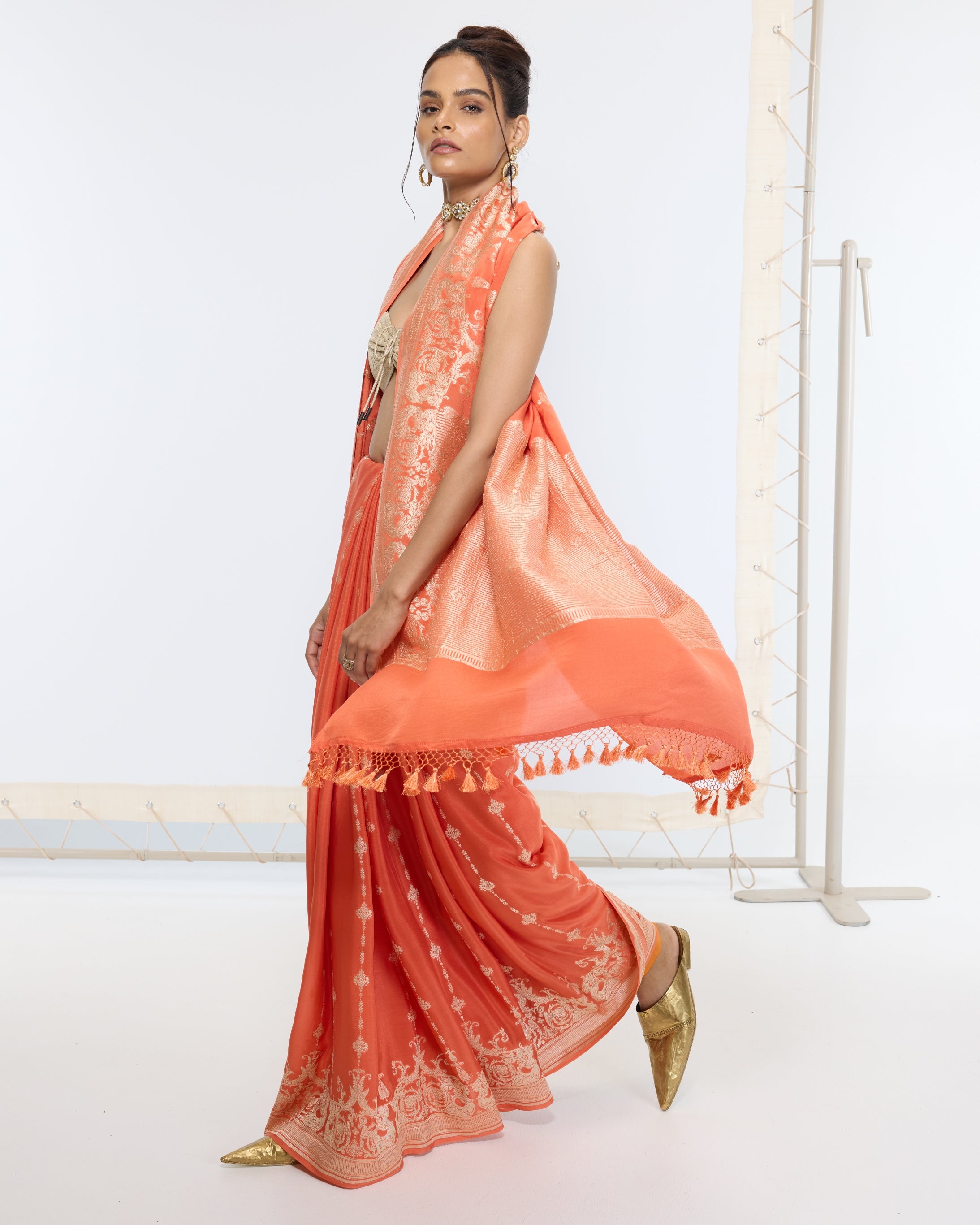 Handwoven Rusty Orange Sari