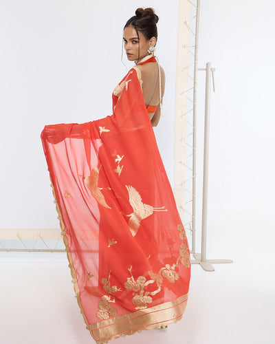 Handwoven Ruby Red Sari