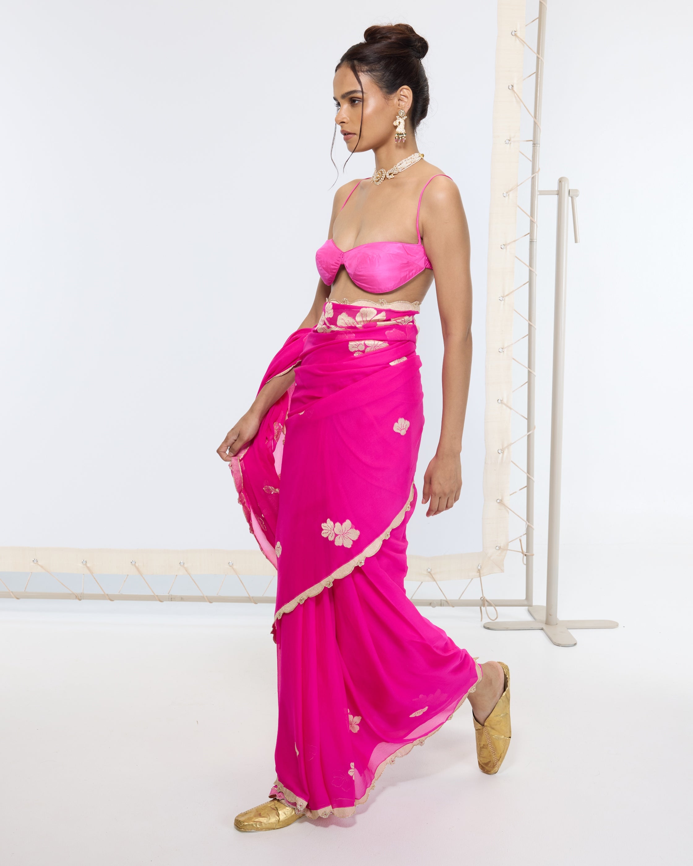 Handwoven Hot Pink Banarasi Sari