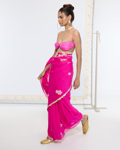 Handwoven Hot Pink Banarasi Sari