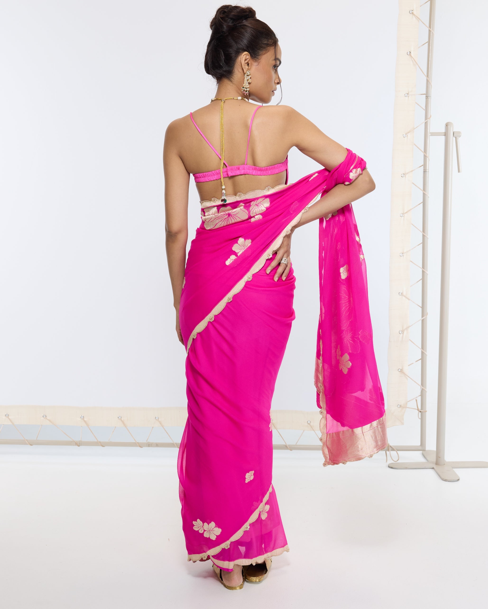 Handwoven Hot Pink Banarasi Sari