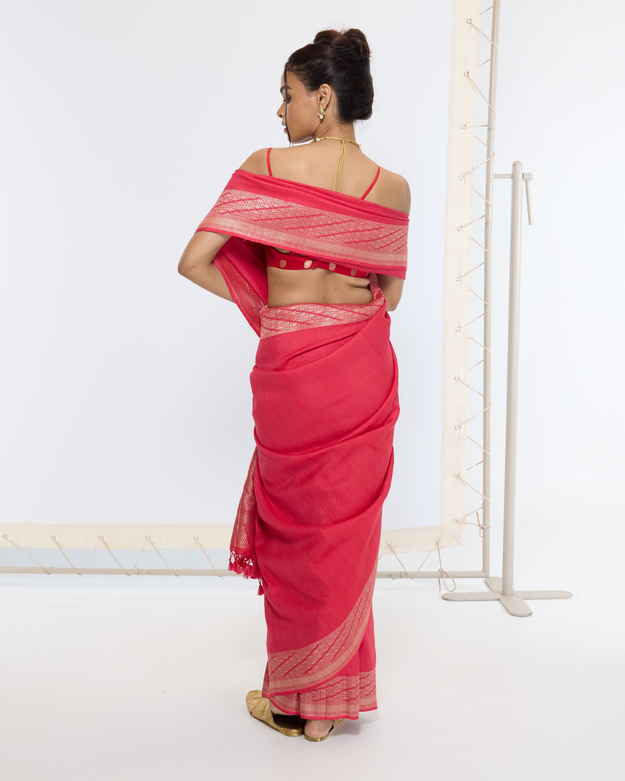 Handwoven French Rose Sari