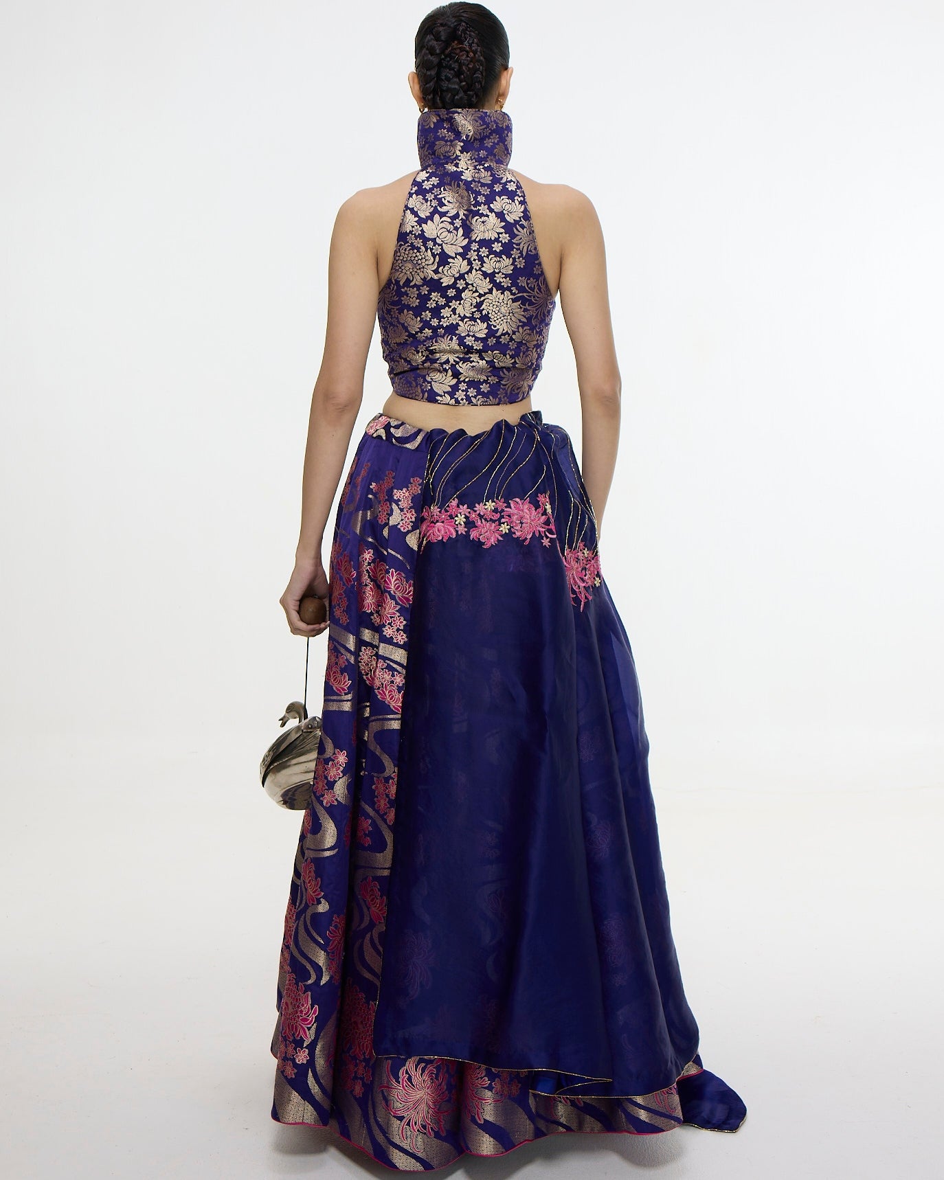 Handwoven Aubergine Cutwork Lehenga Set