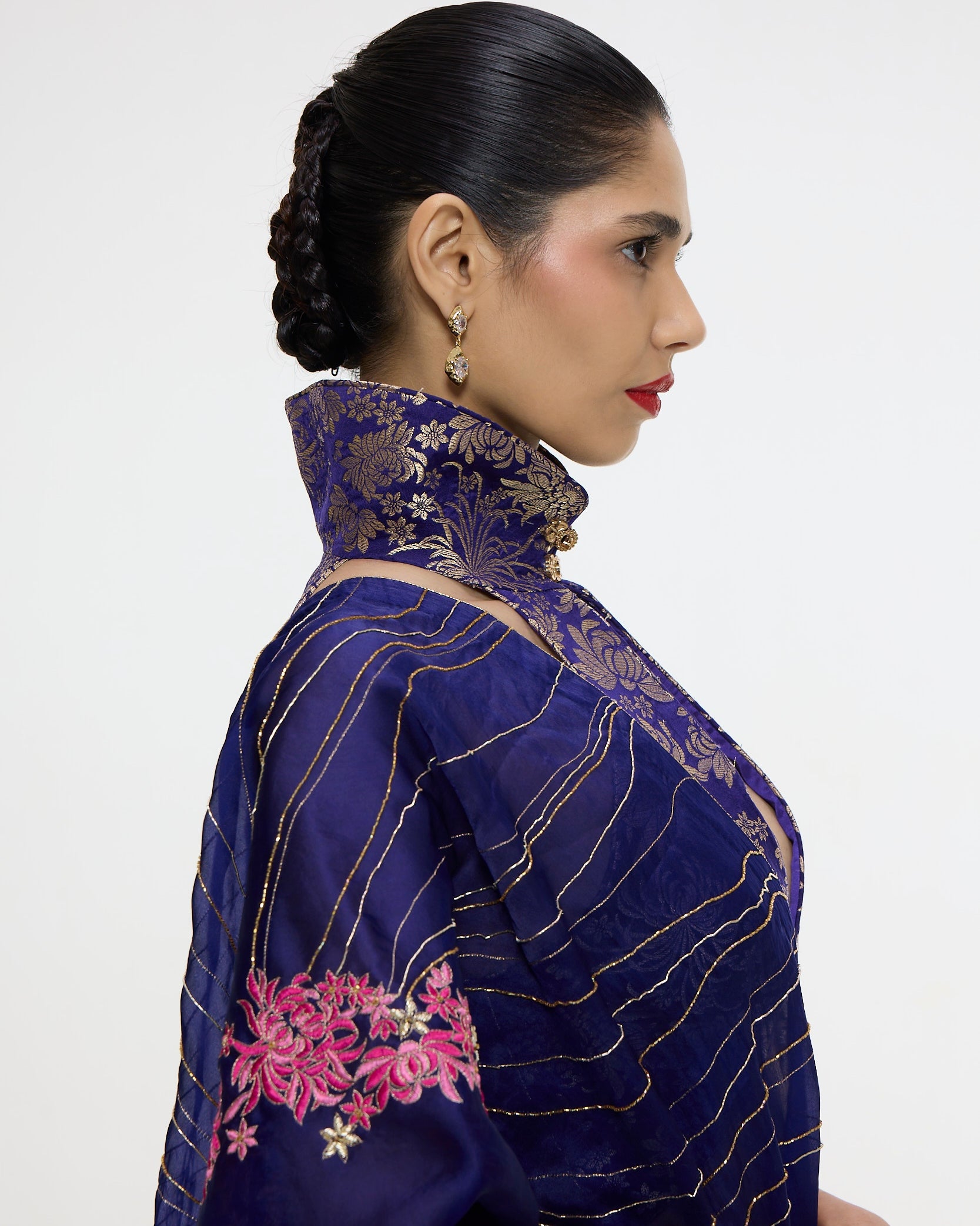 Handwoven Aubergine Cutwork Lehenga Set