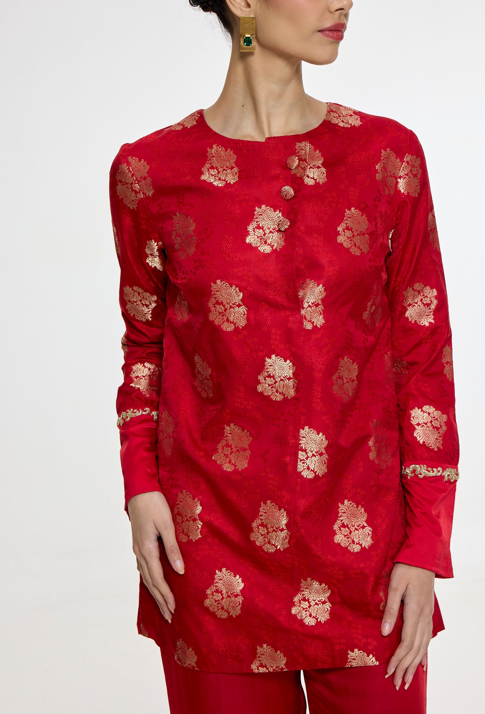 Handwoven Red Short Kurta Set