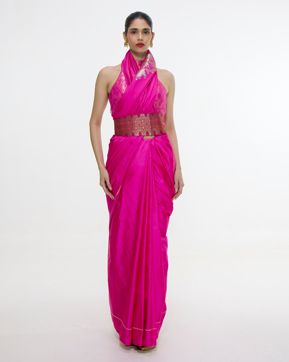 Handwoven Hot Pink Kadhwa Banarasi Sari