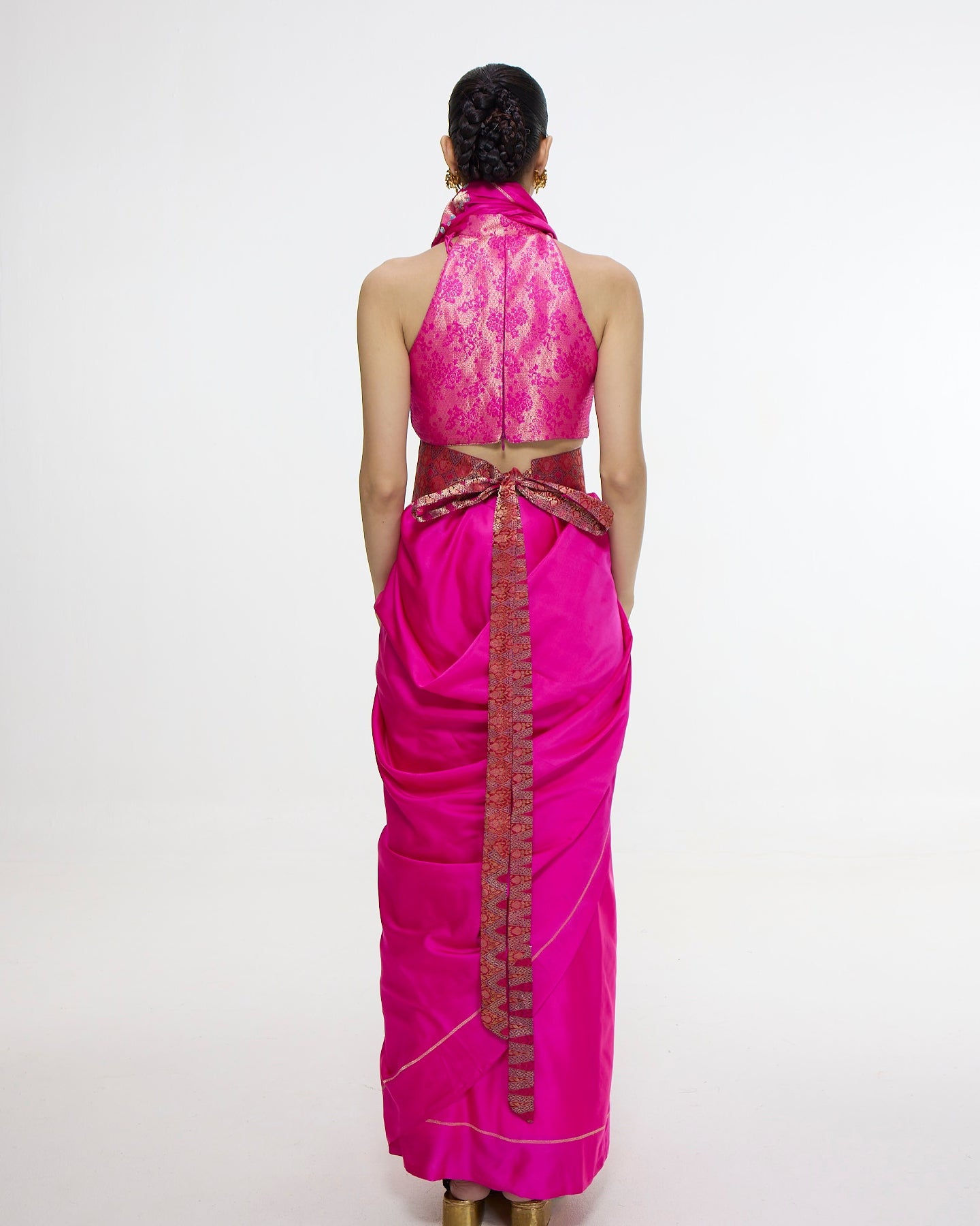 Handwoven Hot Pink Kadhwa Banarasi Sari