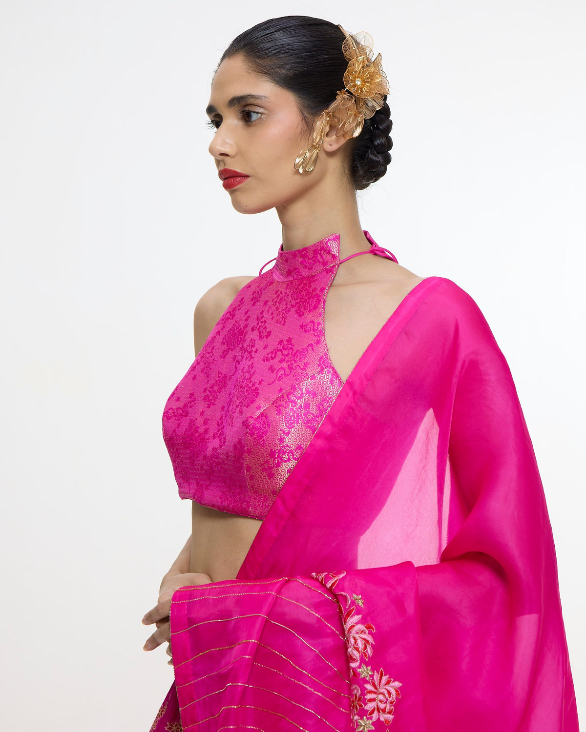 Handwoven Fuchsia Cutwork Lehenga Set