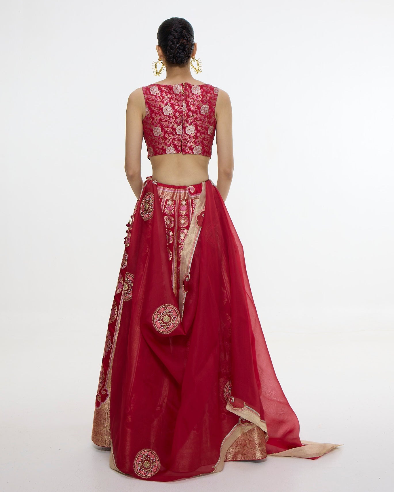 Handwoven Ruby Red Lehenga Set