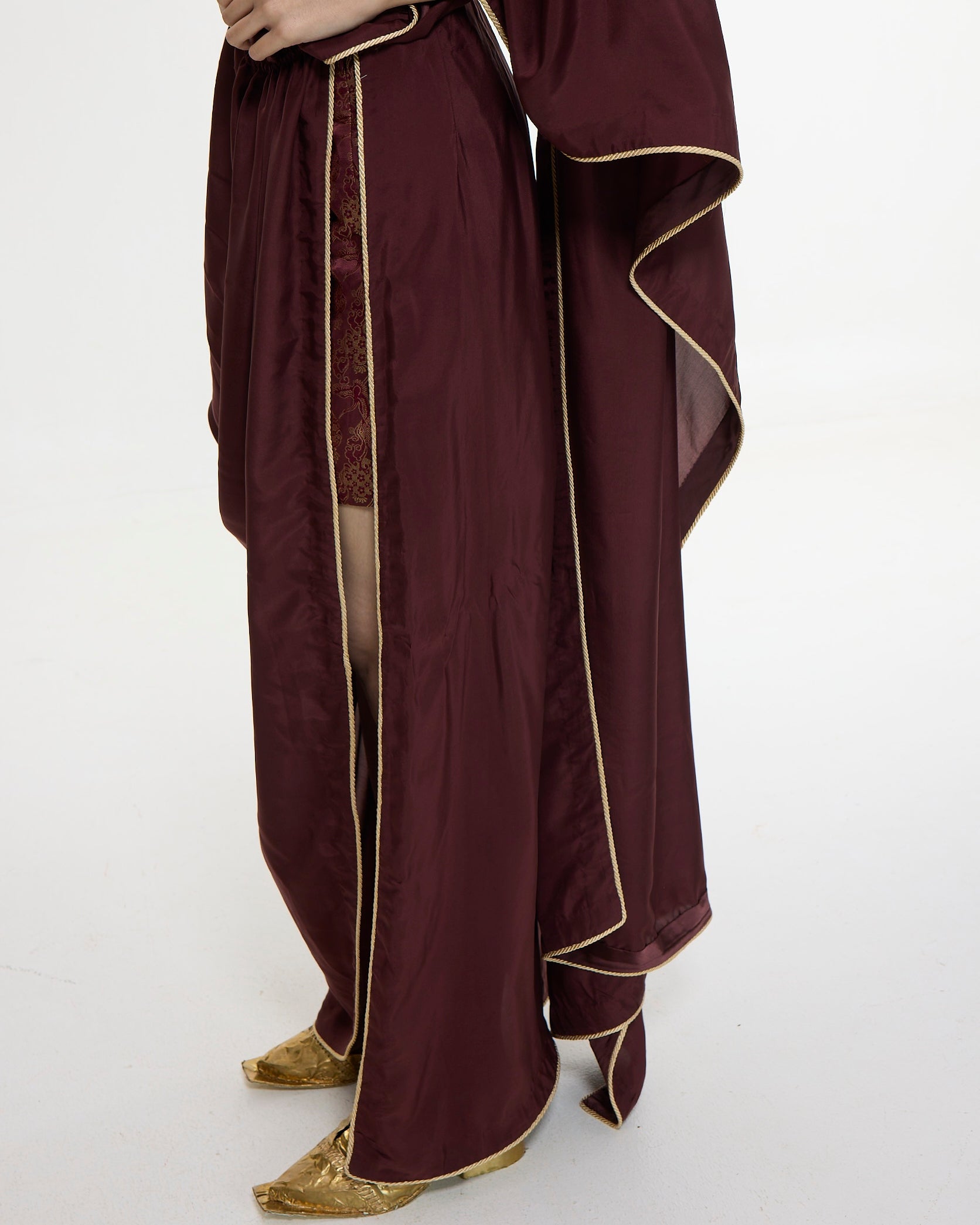 Pre Draped Handwoven Chestnut Mashroo Silk Sari