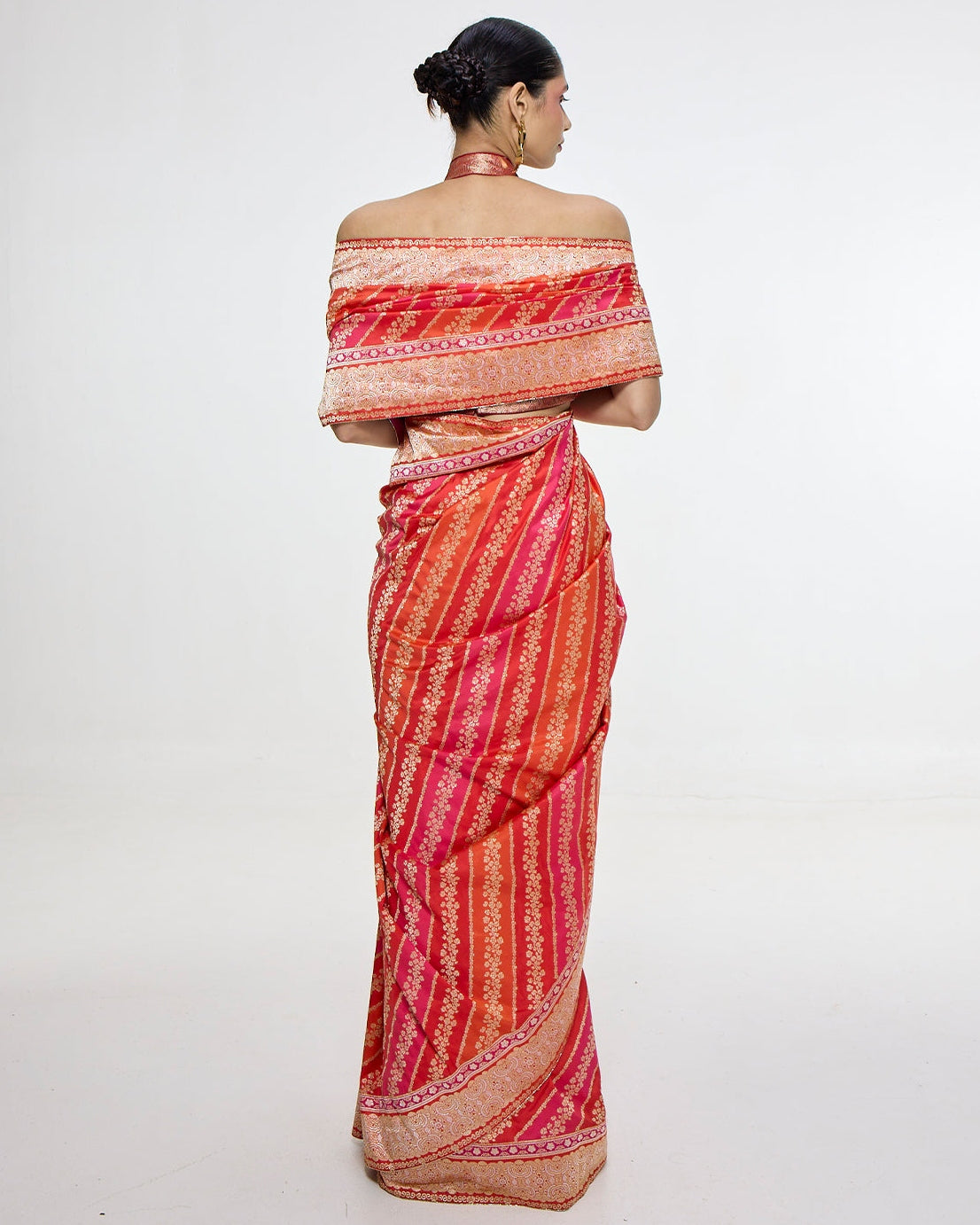 Handwoven Carmine Red Mashroo Silk Sari