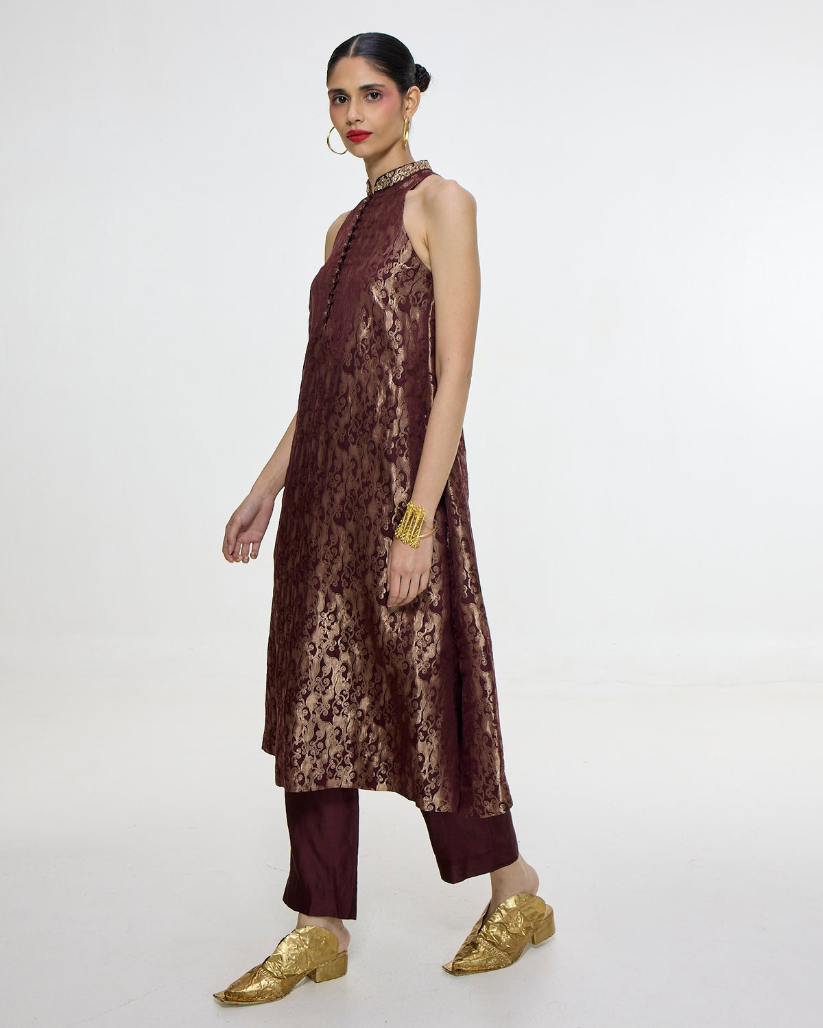 Handwoven Cherry Red Kurta Set