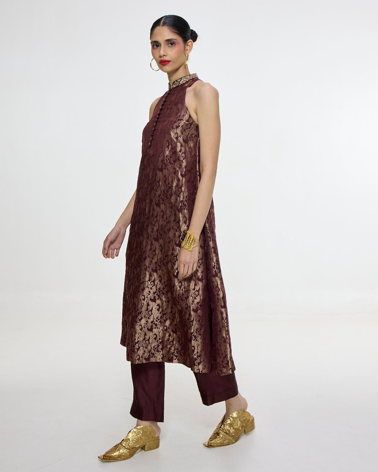 Handwoven Cherry Red Kurta Set