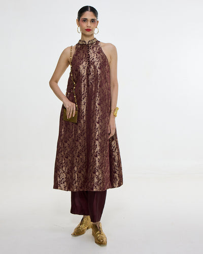 Handwoven Cherry Red Kurta Set