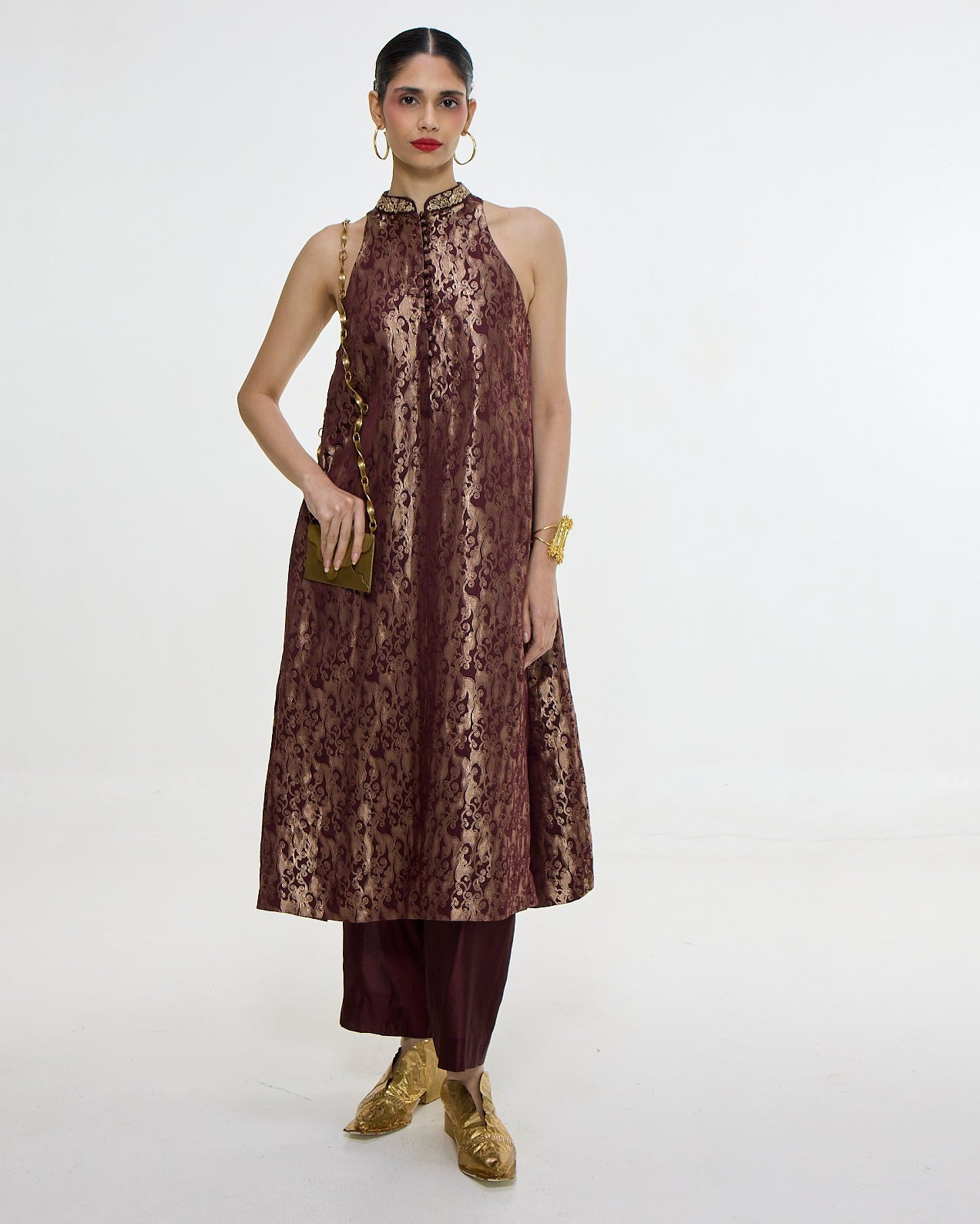 Handwoven Cherry Red Kurta Set