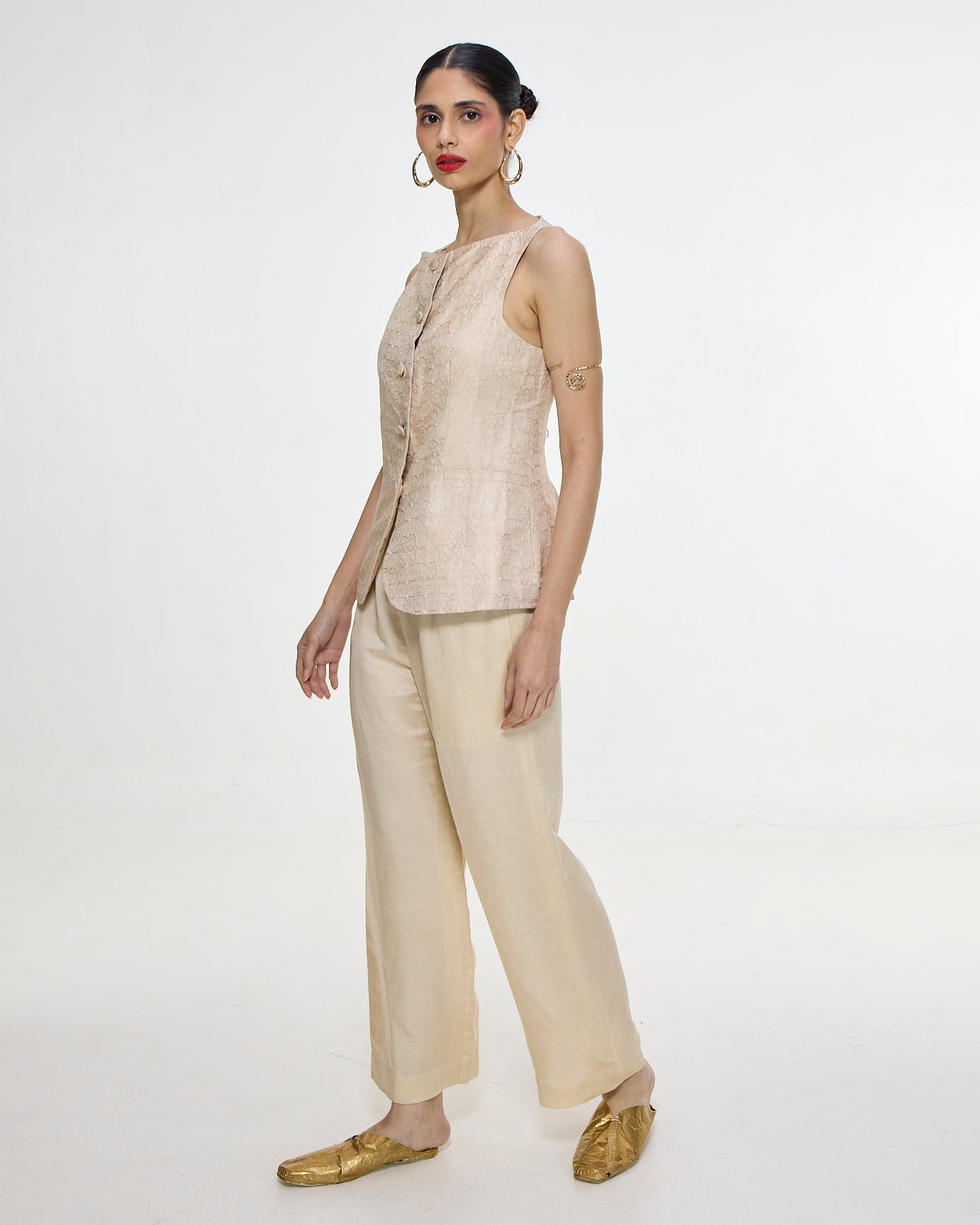 Handwoven Ivory Waistcoat Set