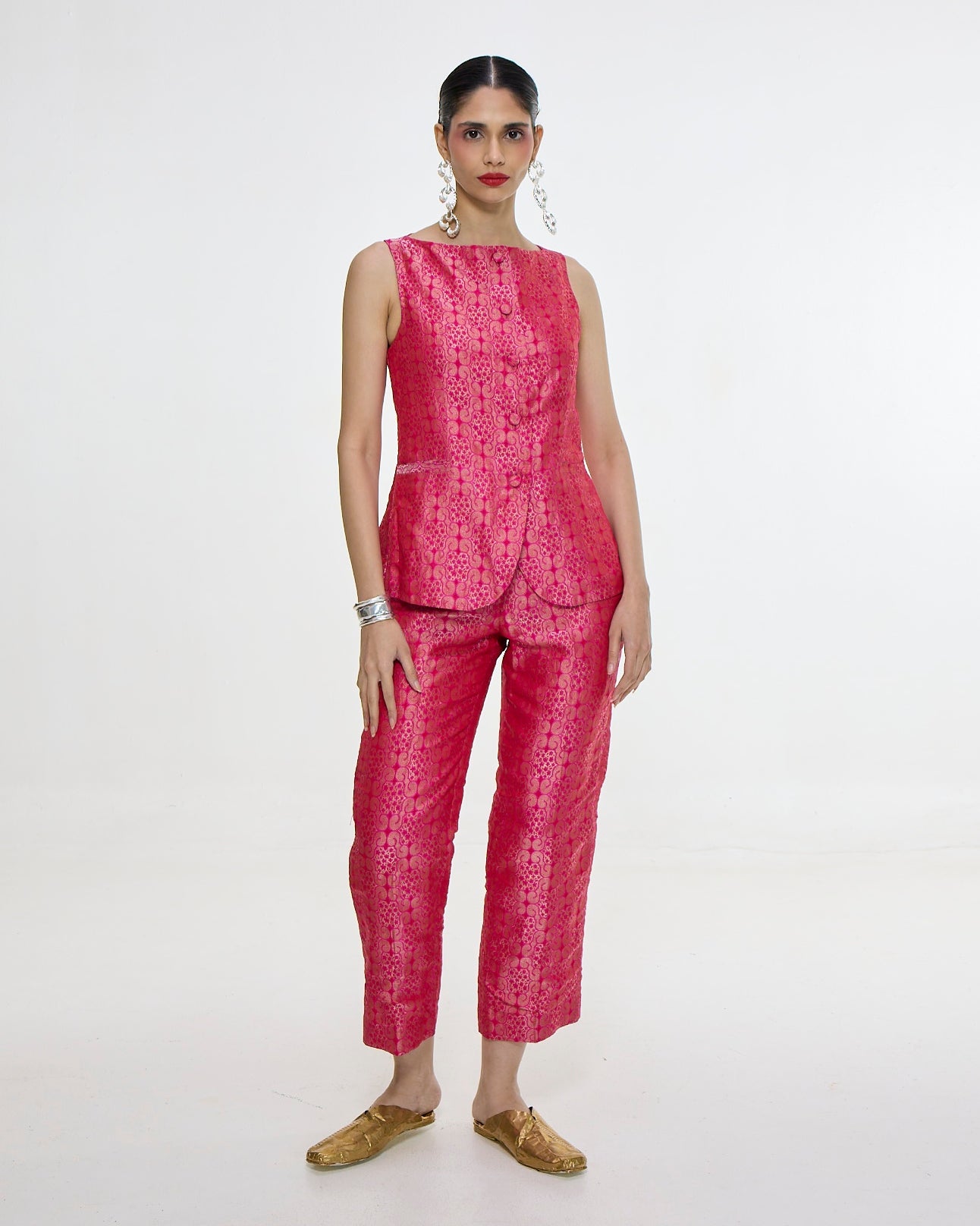 Handwoven Fuchsia Waistcoat Set