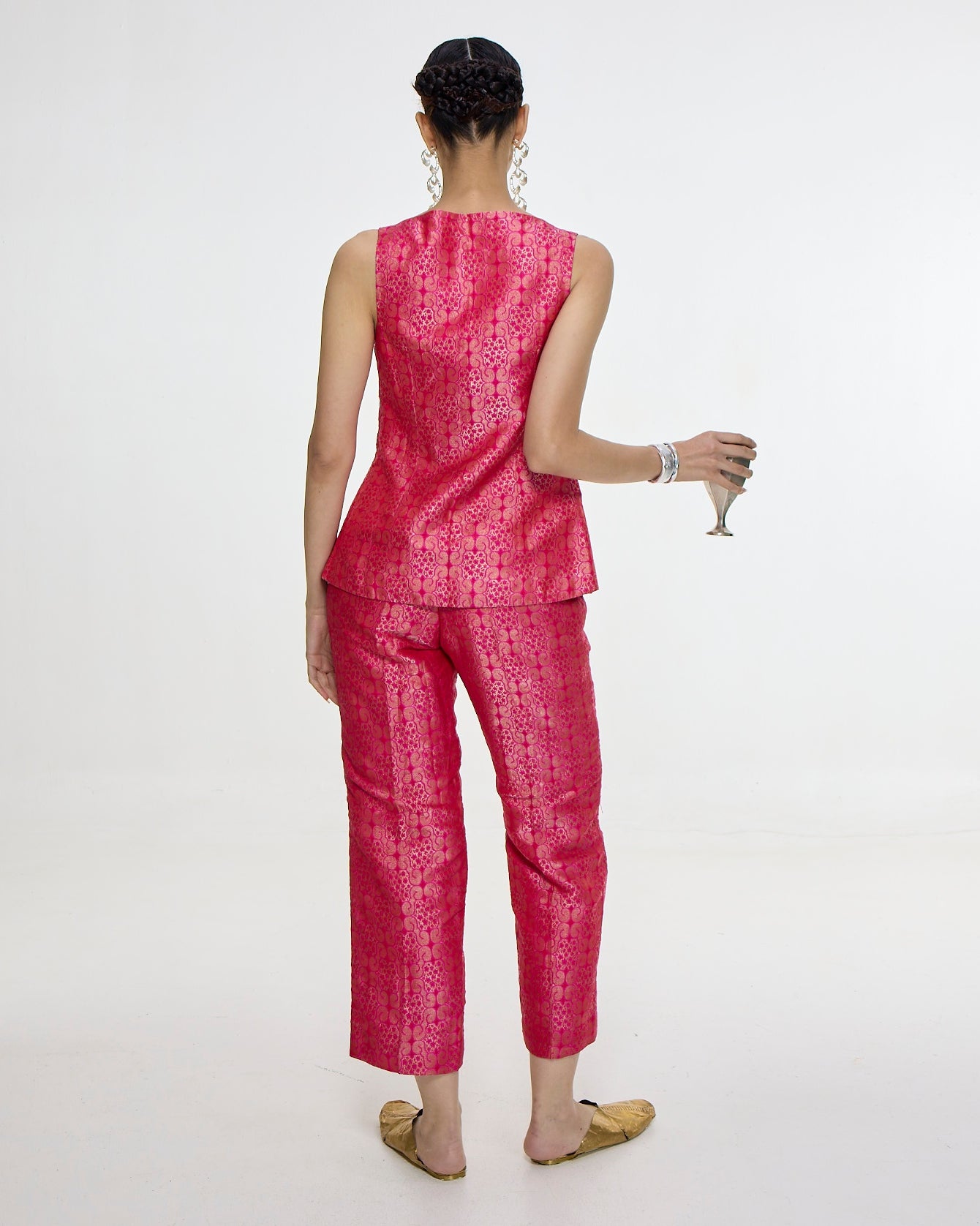 Handwoven Fuchsia Waistcoat Set