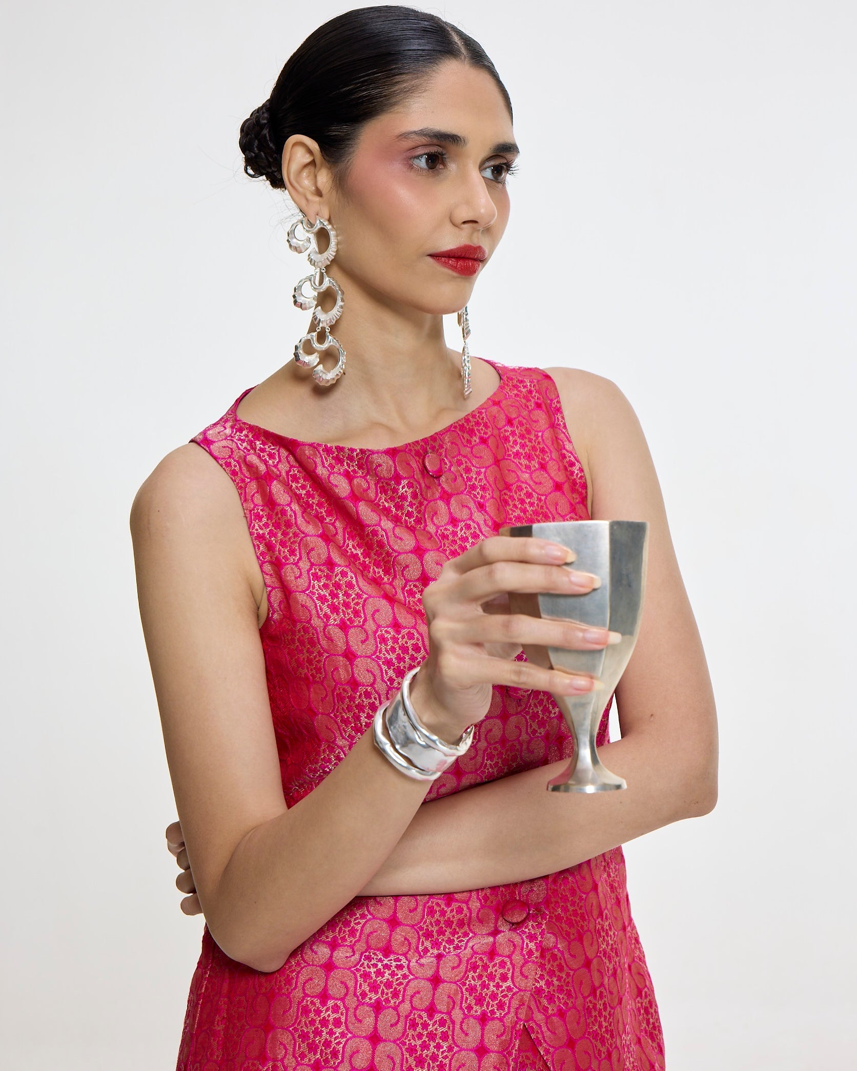 Handwoven Fuchsia Waistcoat Set