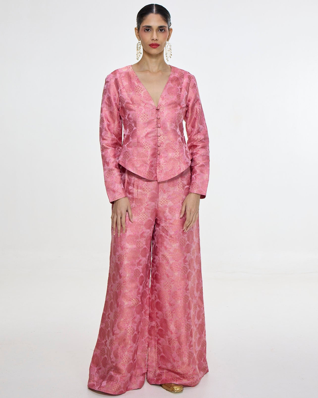 Handwoven Soft Pink Jacket Set