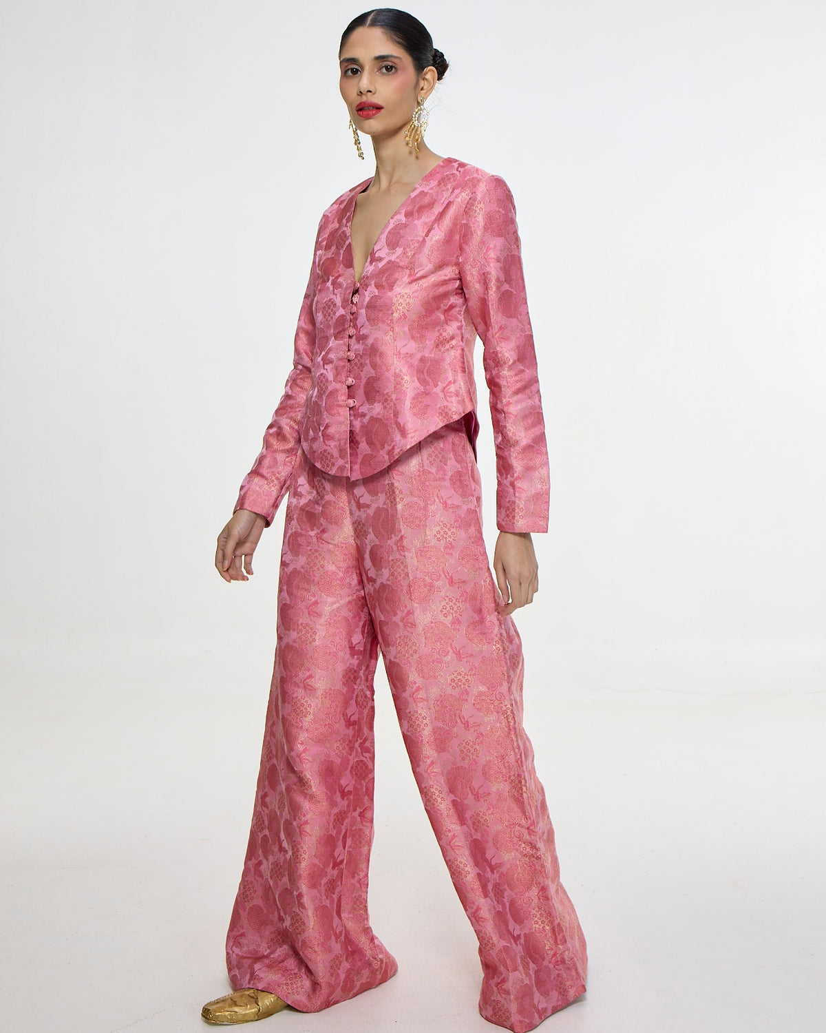 Handwoven Soft Pink Jacket Set