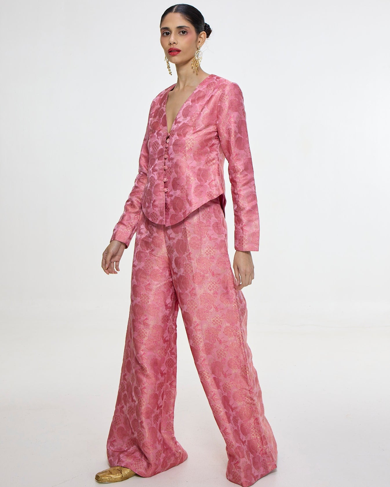 Handwoven Soft Pink Jacket Set