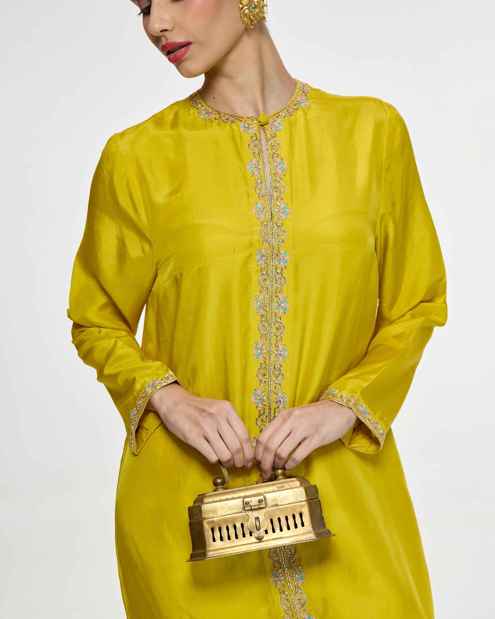 Handwoven Mustard Kurta Set