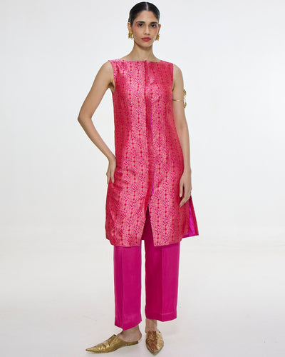 Handwoven Hot Pink Waistcoat Set