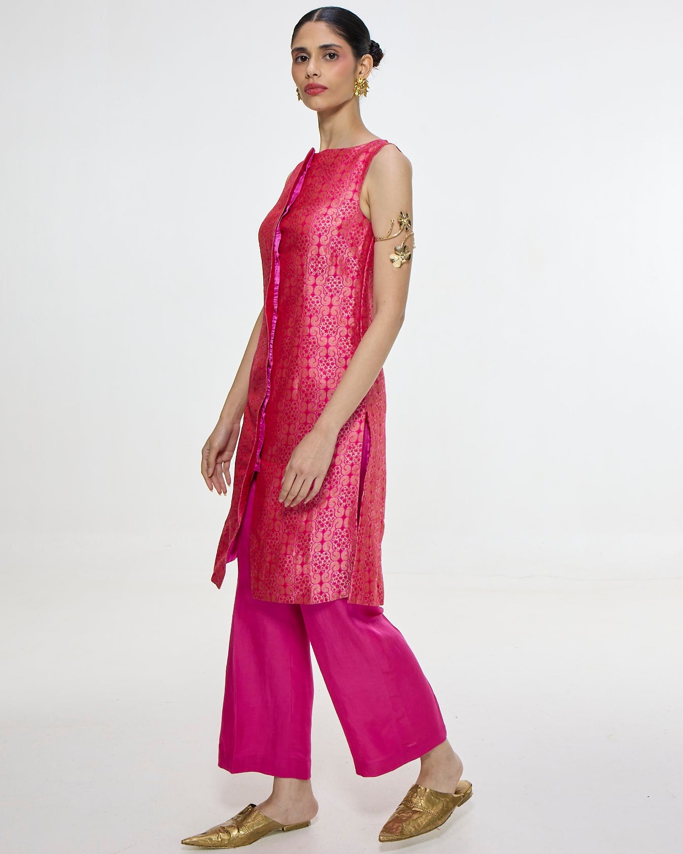 Handwoven Hot Pink Waistcoat Set