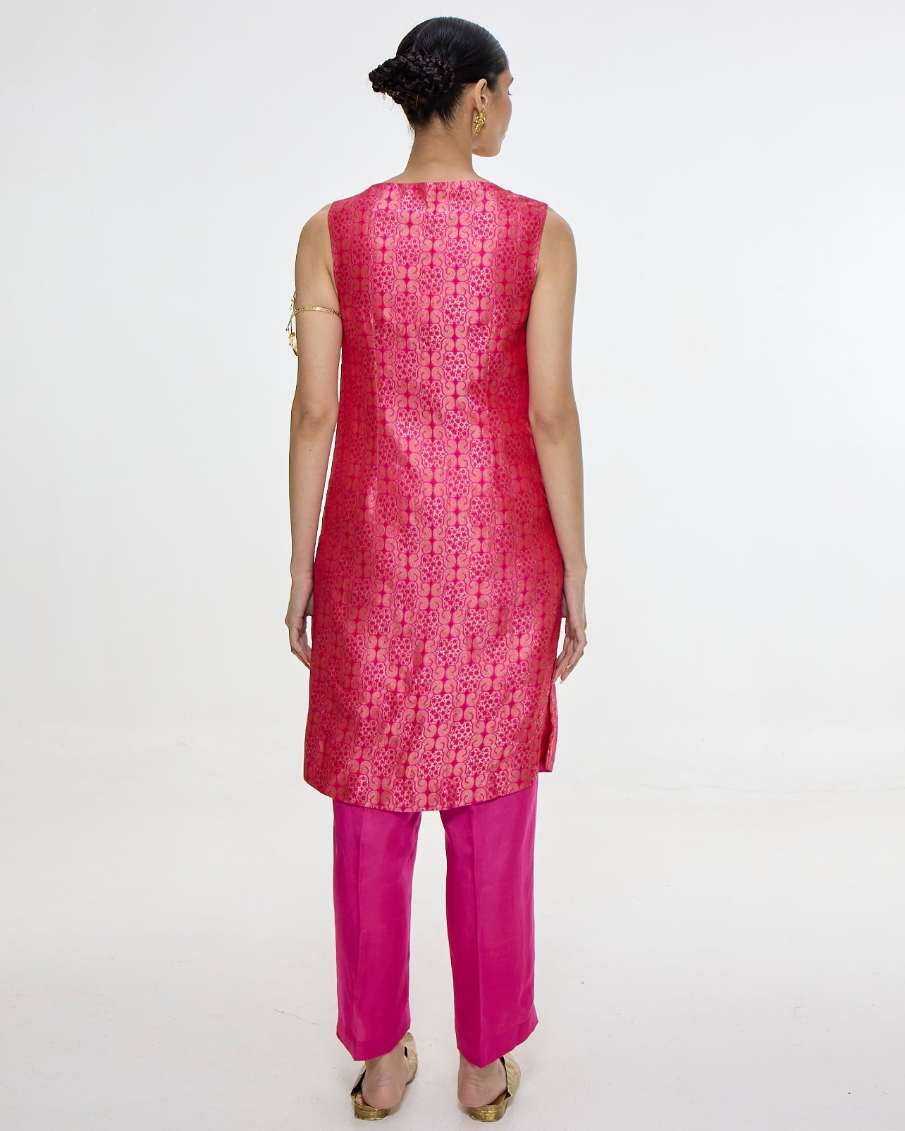 Handwoven Hot Pink Waistcoat Set