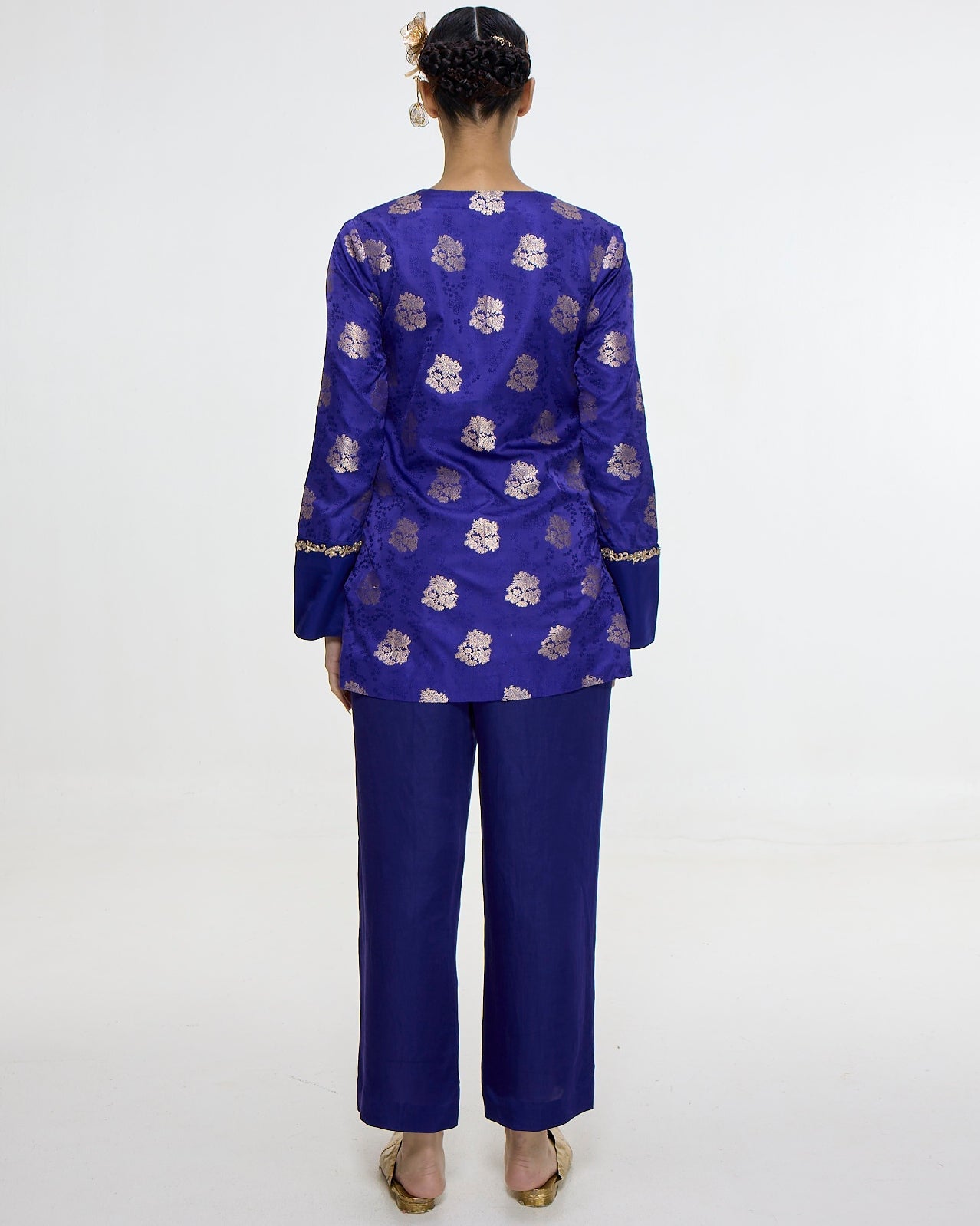 Handwoven Royal Blue Short Kurta Set