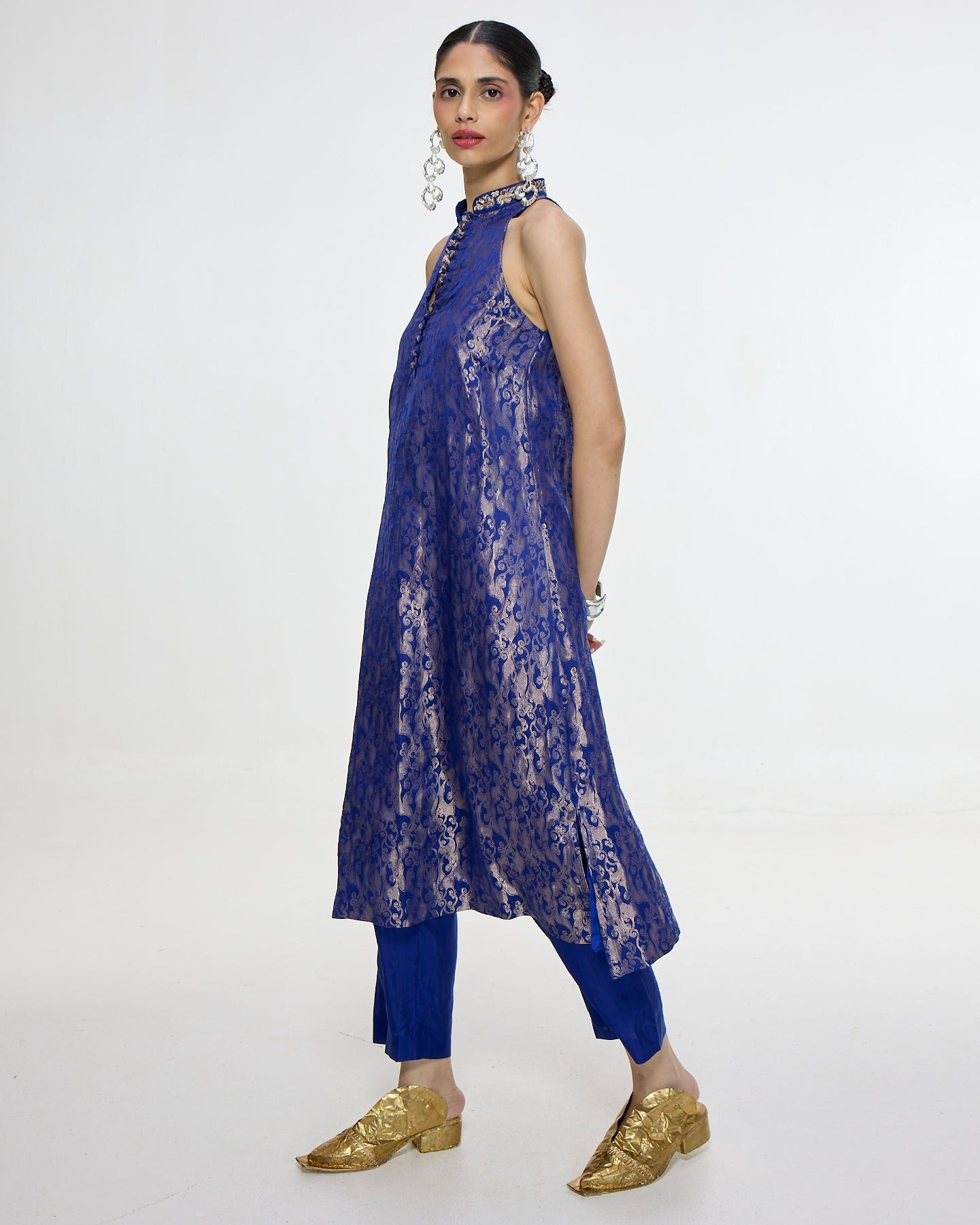 Handwoven Royal Blue Kurta Set
