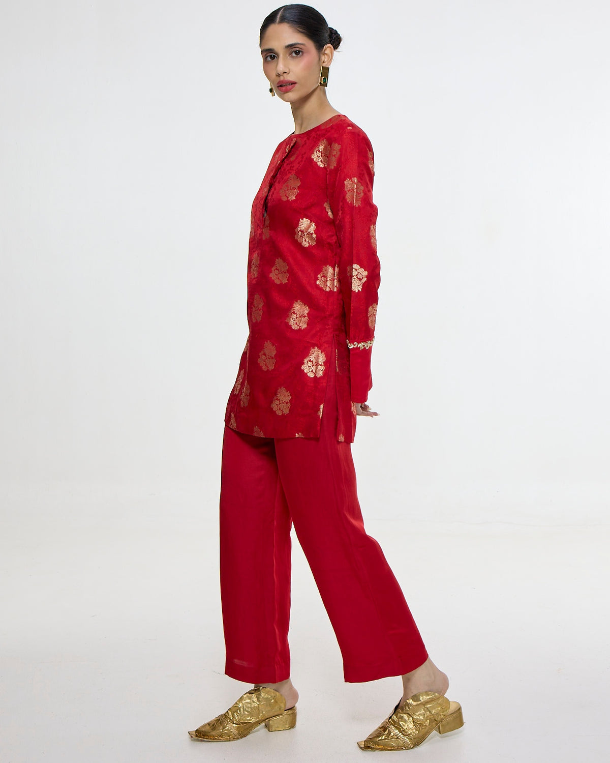 Handwoven Red Short Kurta Set