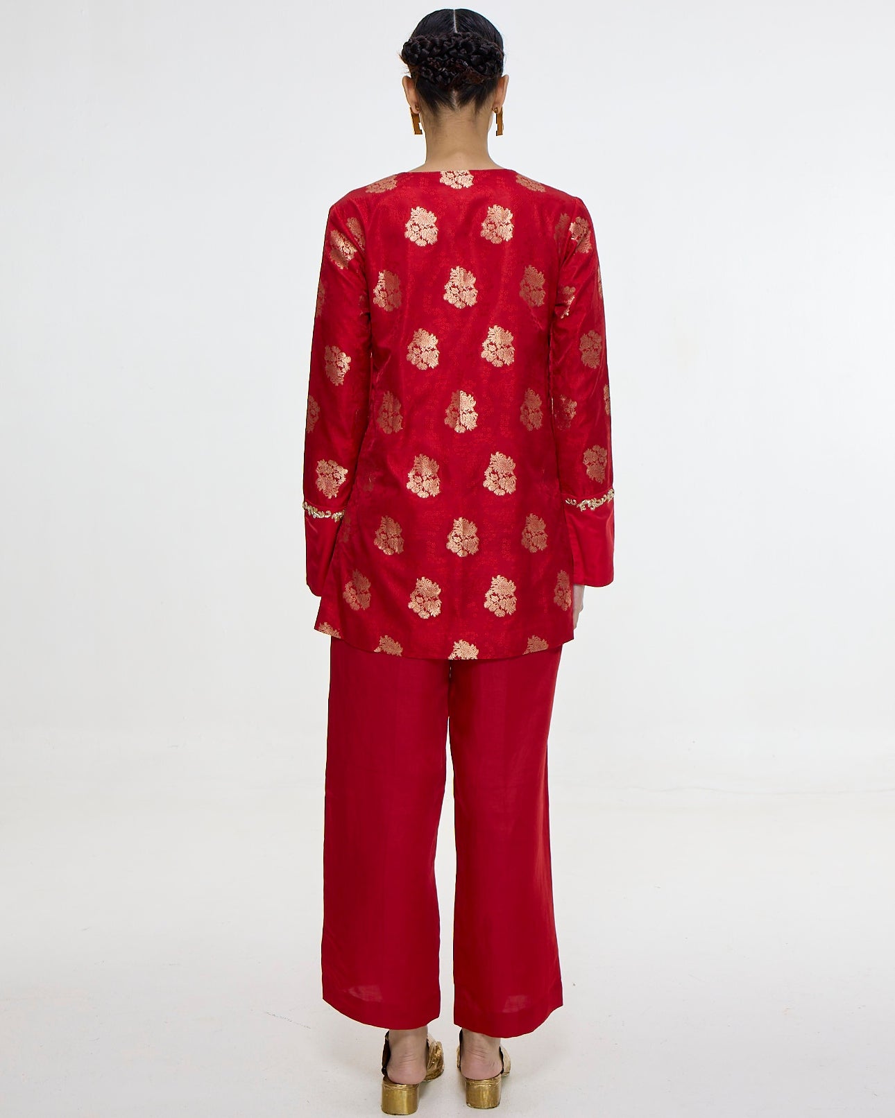 Handwoven Red Short Kurta Set