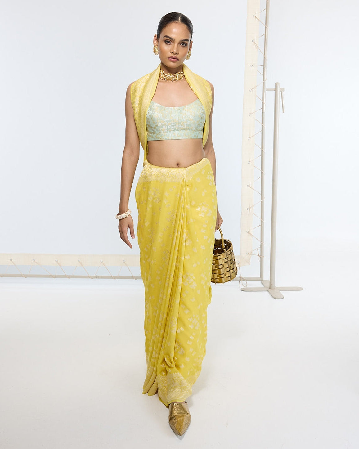 Handwoven Mustard Yellow Sari