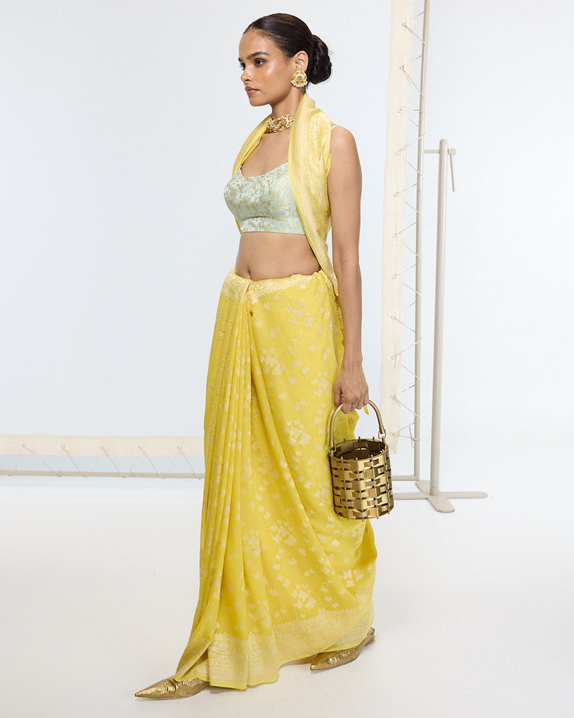 Handwoven Mustard Yellow Sari
