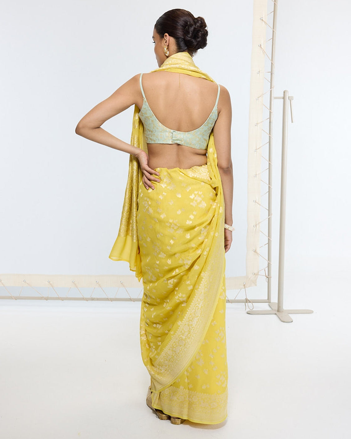 Handwoven Mustard Yellow Sari