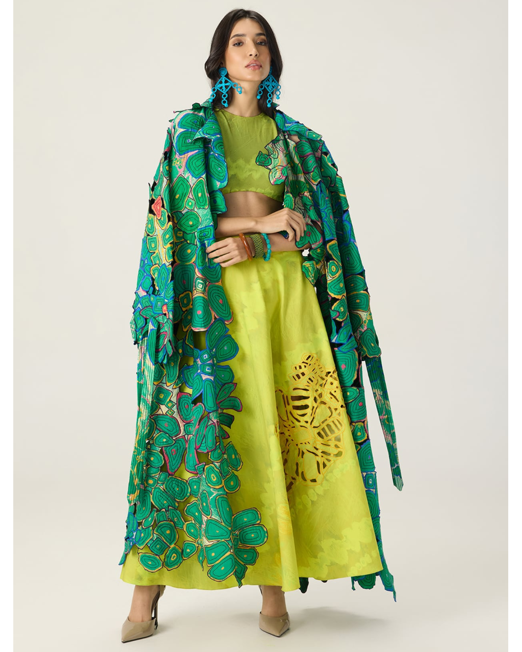 Jamie blouse & Lanie skirt with Briar Trench