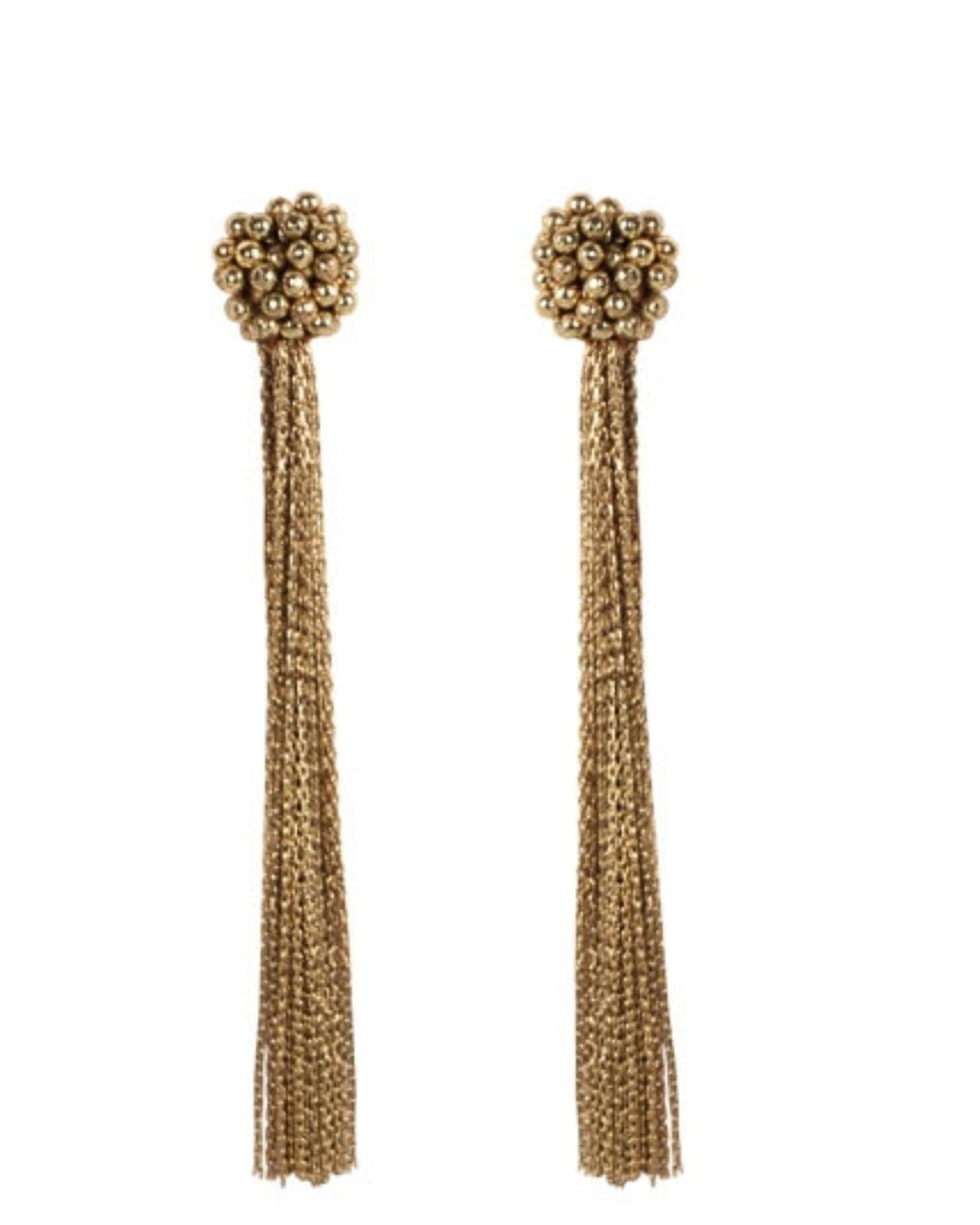 Gold Beaded Fringe Earrings