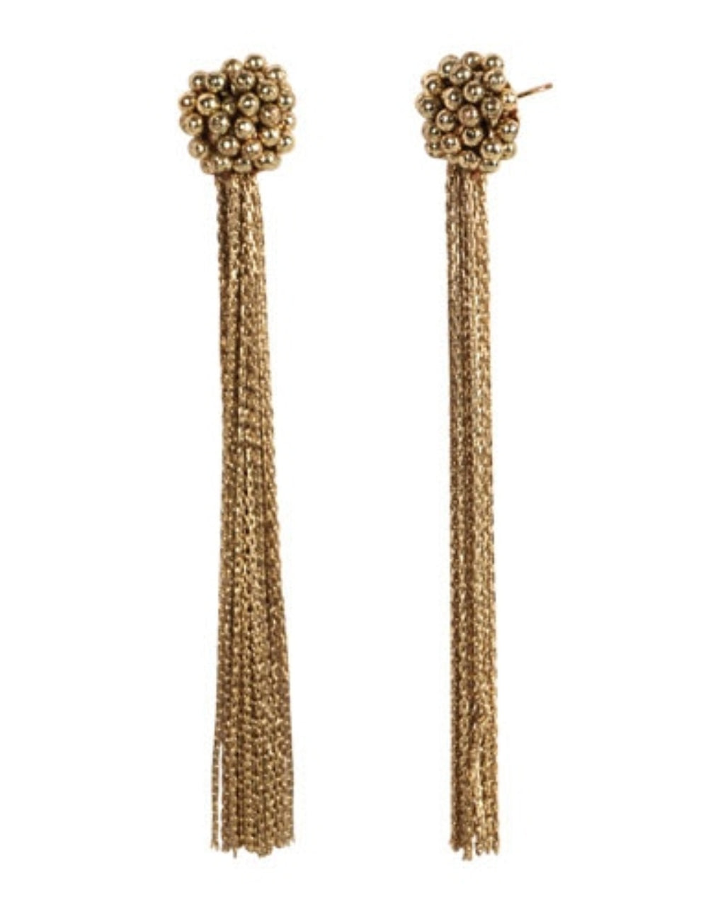 Gold Beaded Fringe Earrings