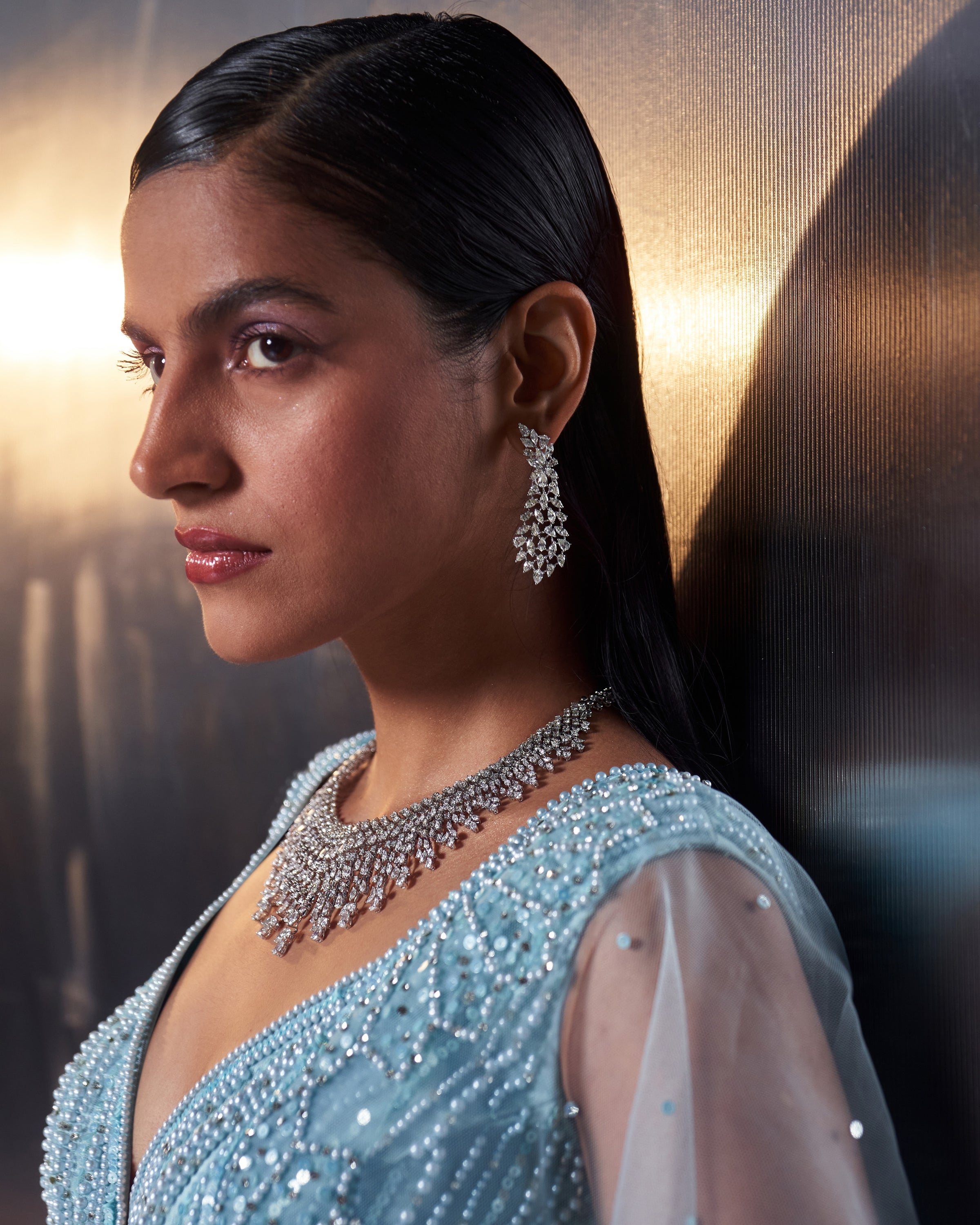 Tiffany Blue Net Lehenga Set
