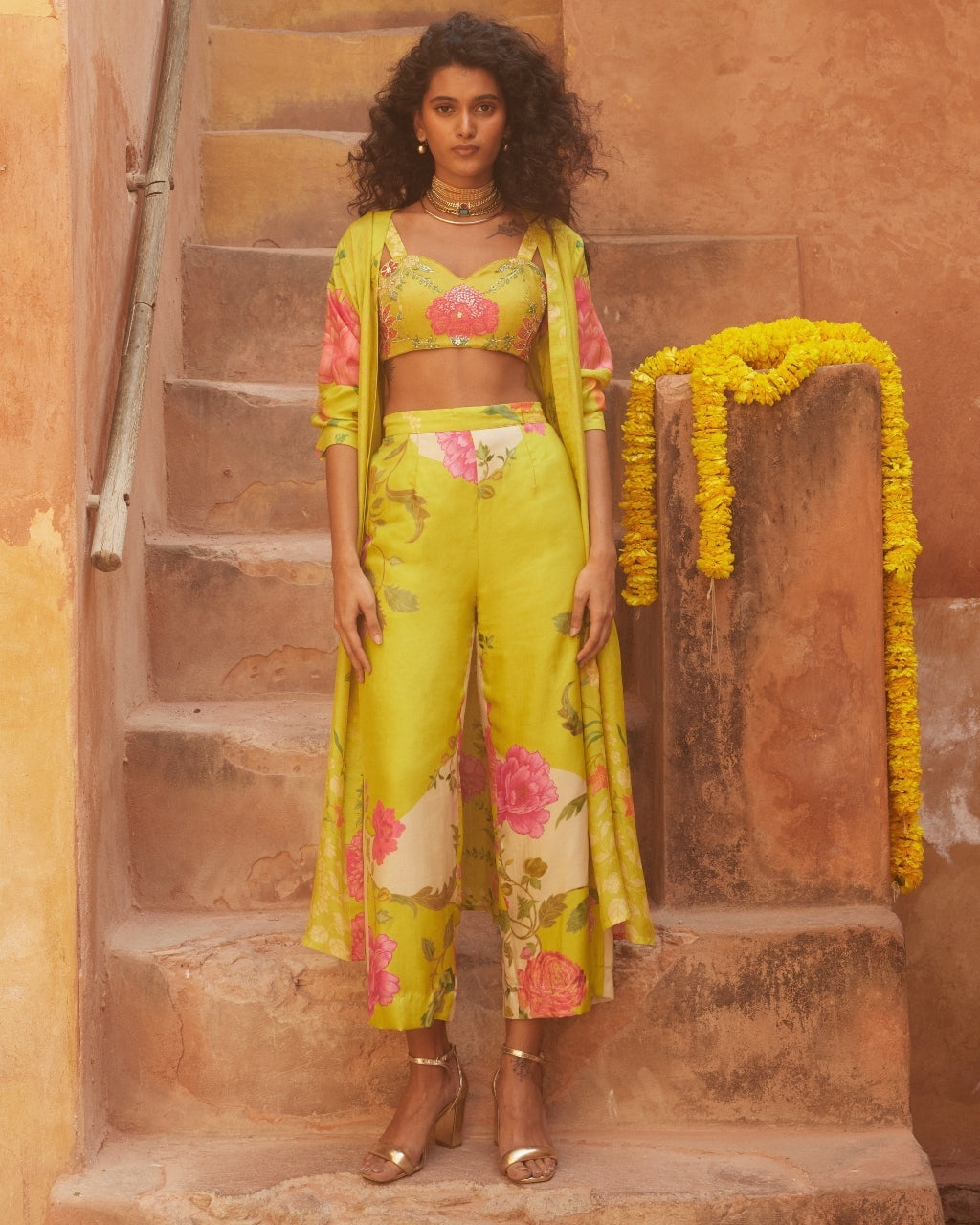 Lime Yellow Floral Co-Ord Set