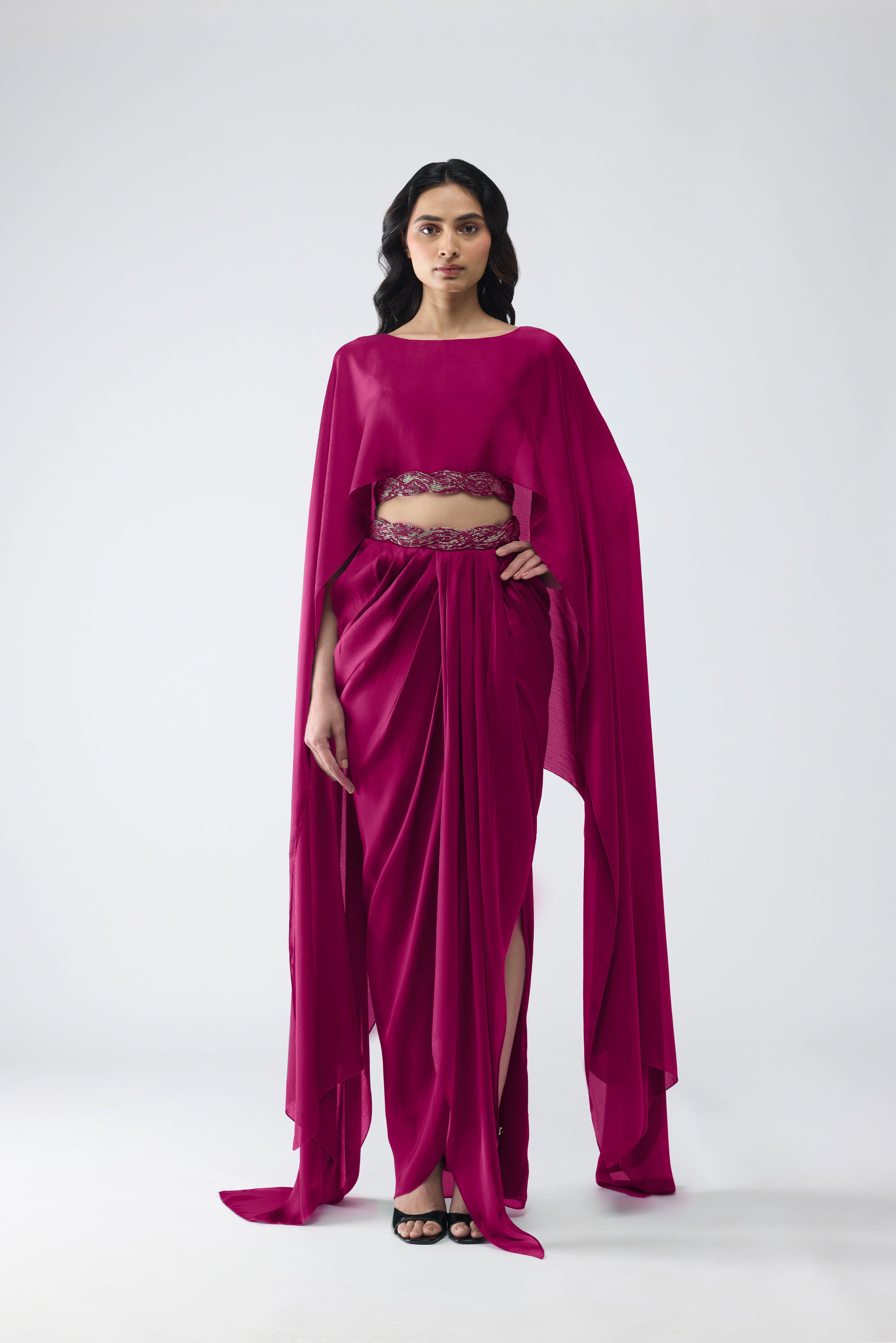 Banarsi Cropped Cape and Skirt Set
