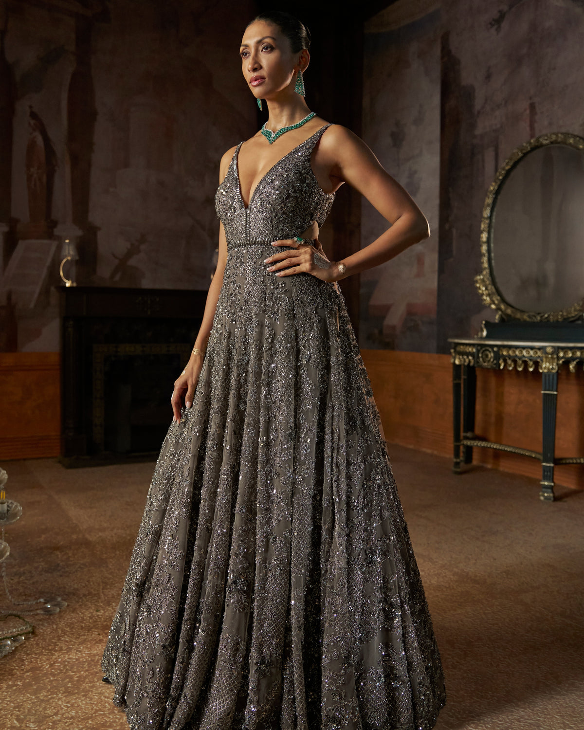Charcoal Sequin Gown