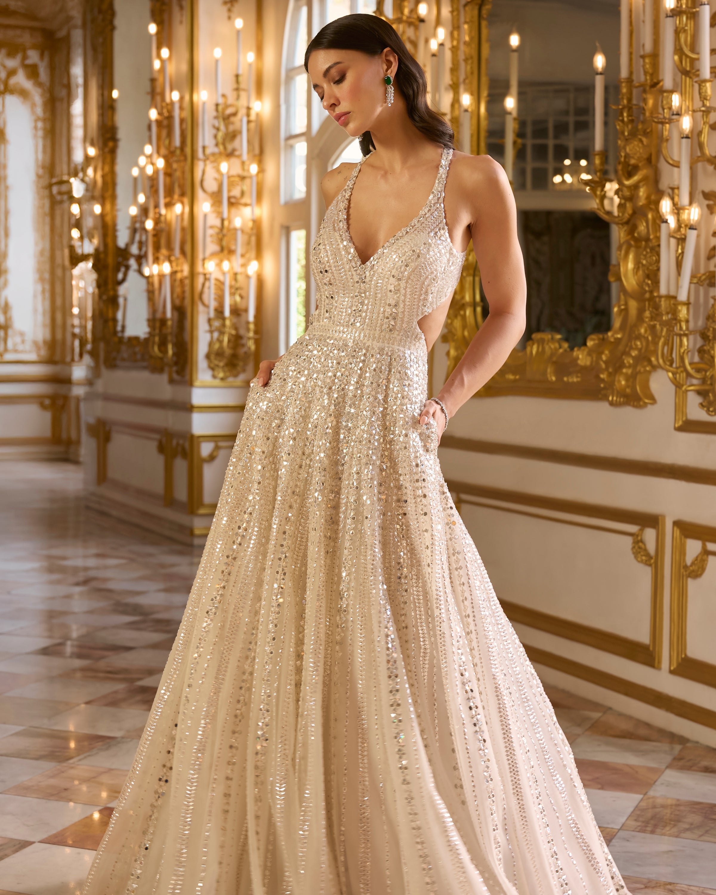 Ivory Mirror Work Gown