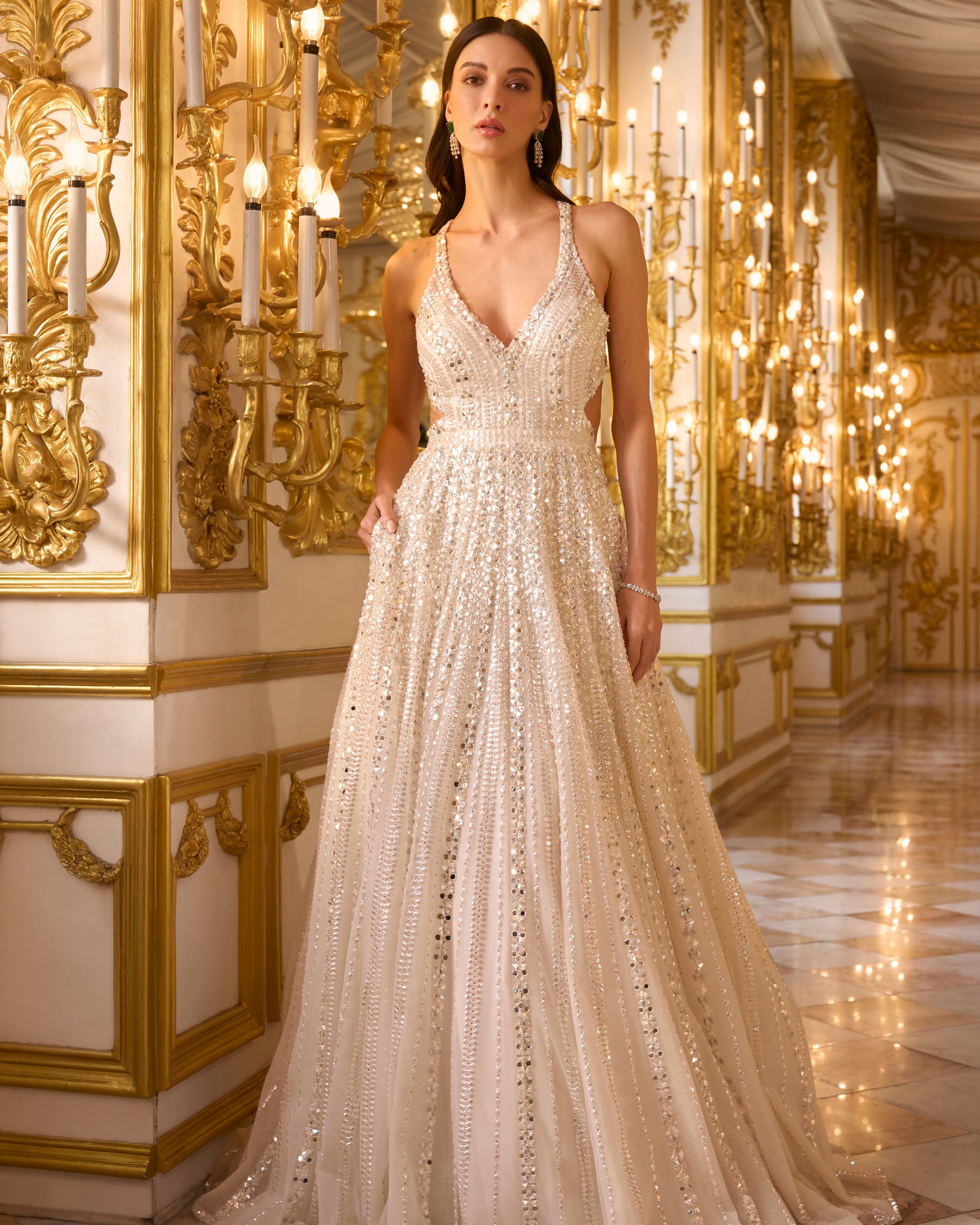 Ivory Mirror Work Gown
