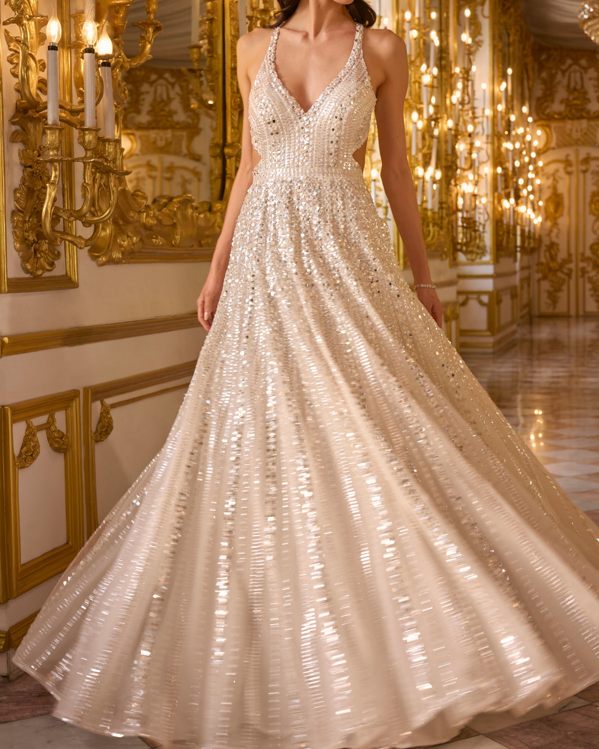 Ivory Mirror Work Gown