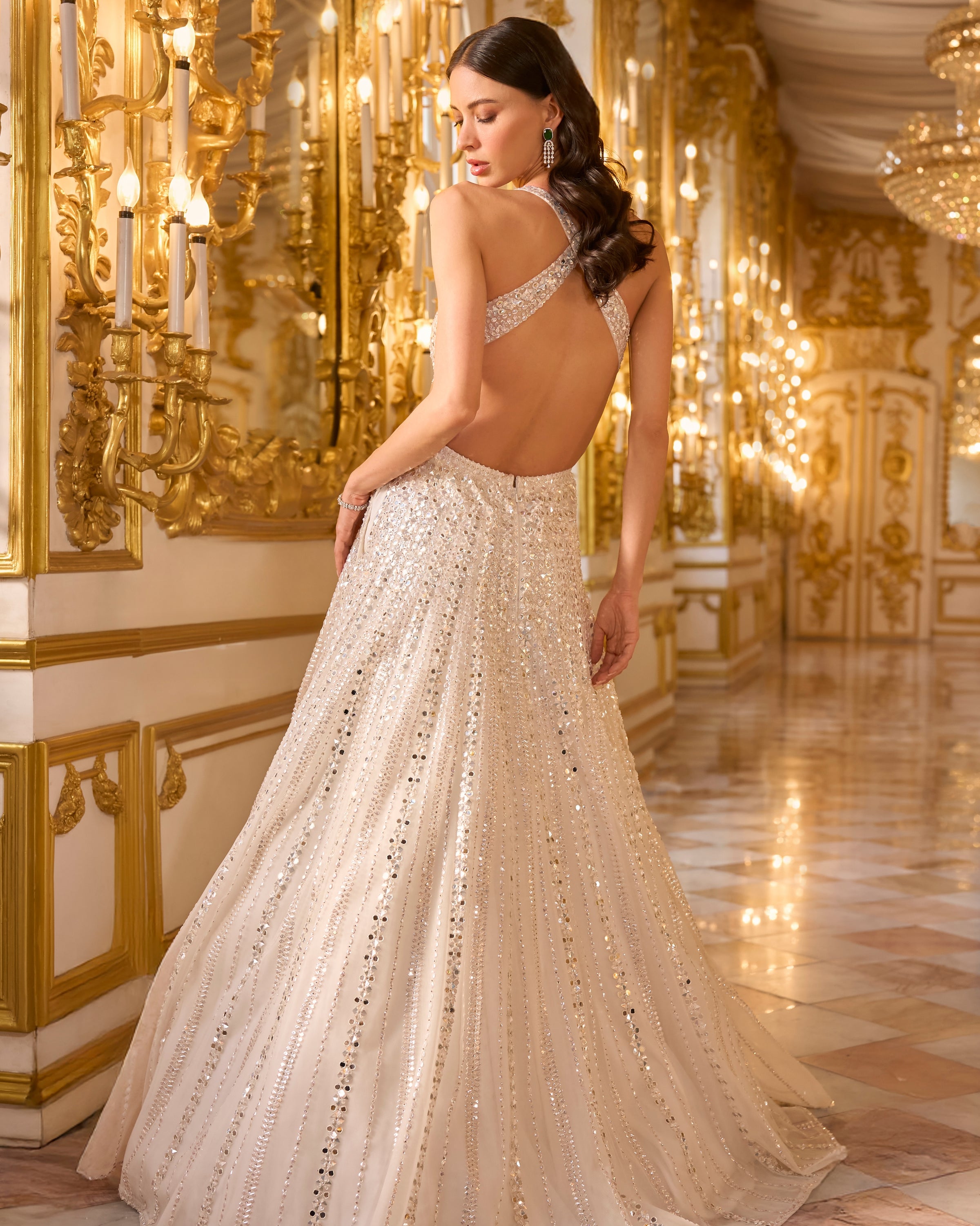 Ivory Mirror Work Gown
