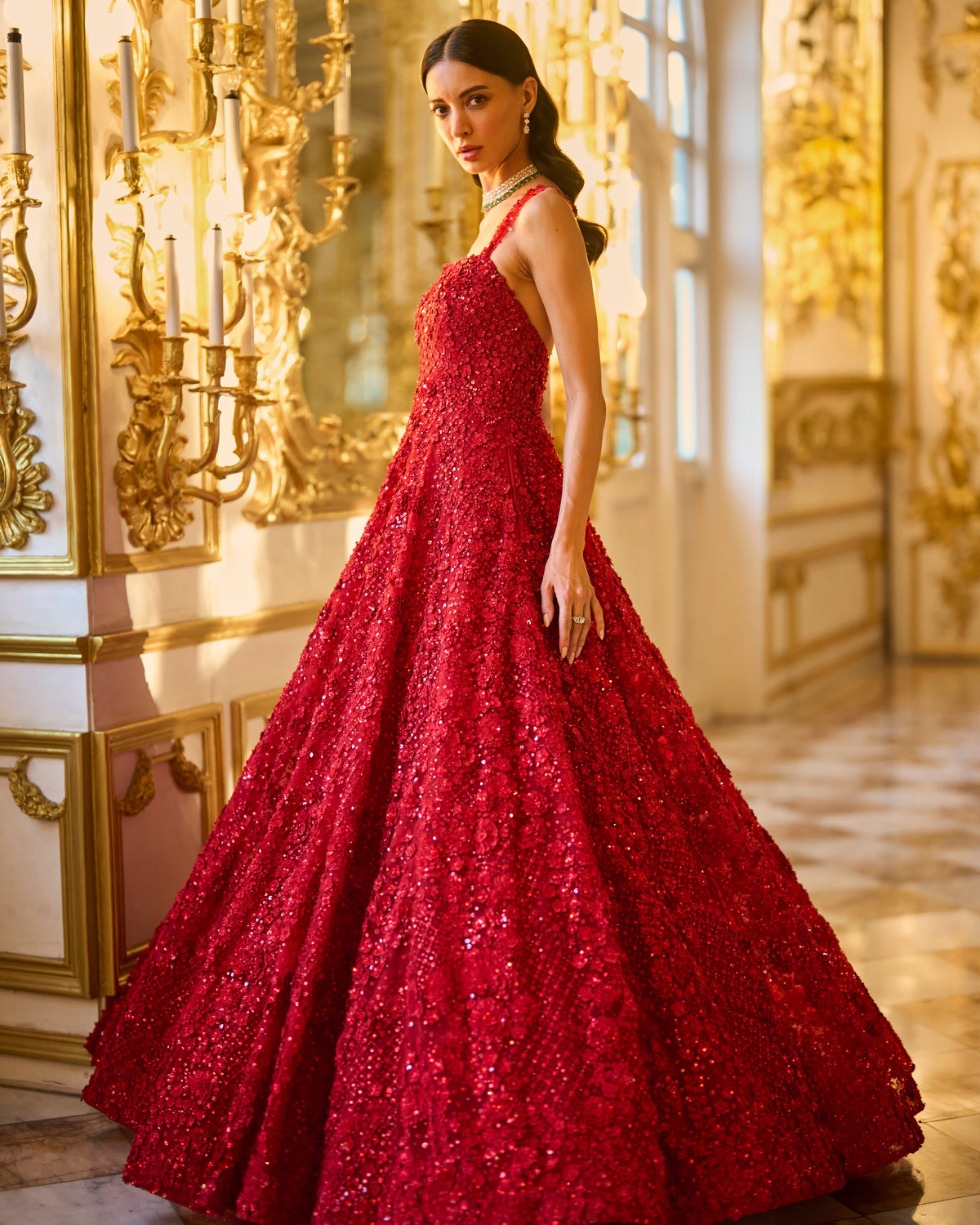 Red Three-Dimensional Gown