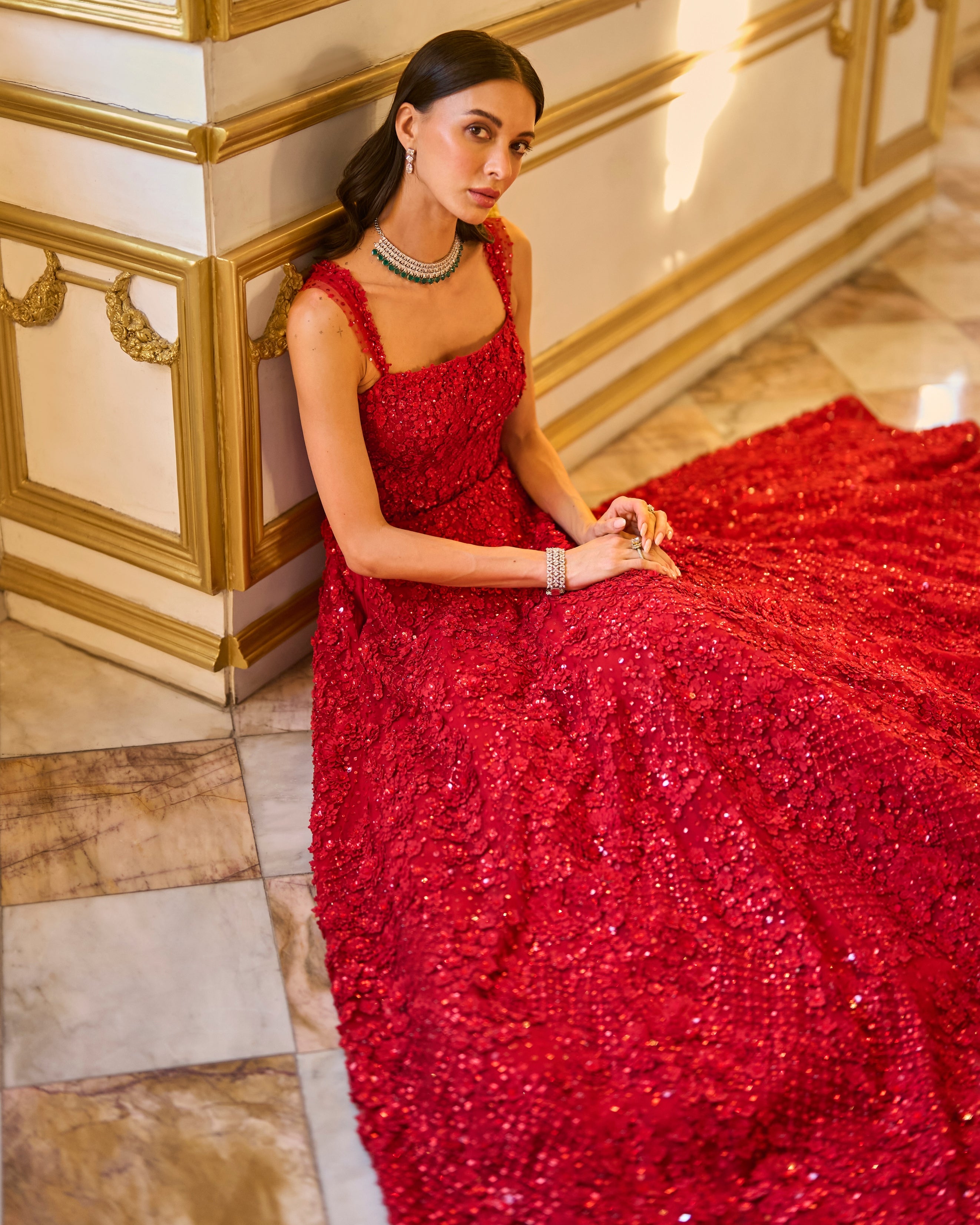 Red Three-Dimensional Gown